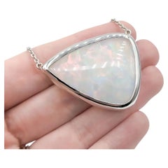 Prismatic 55.32ct Brazilian Opal Modern Pendant Necklace