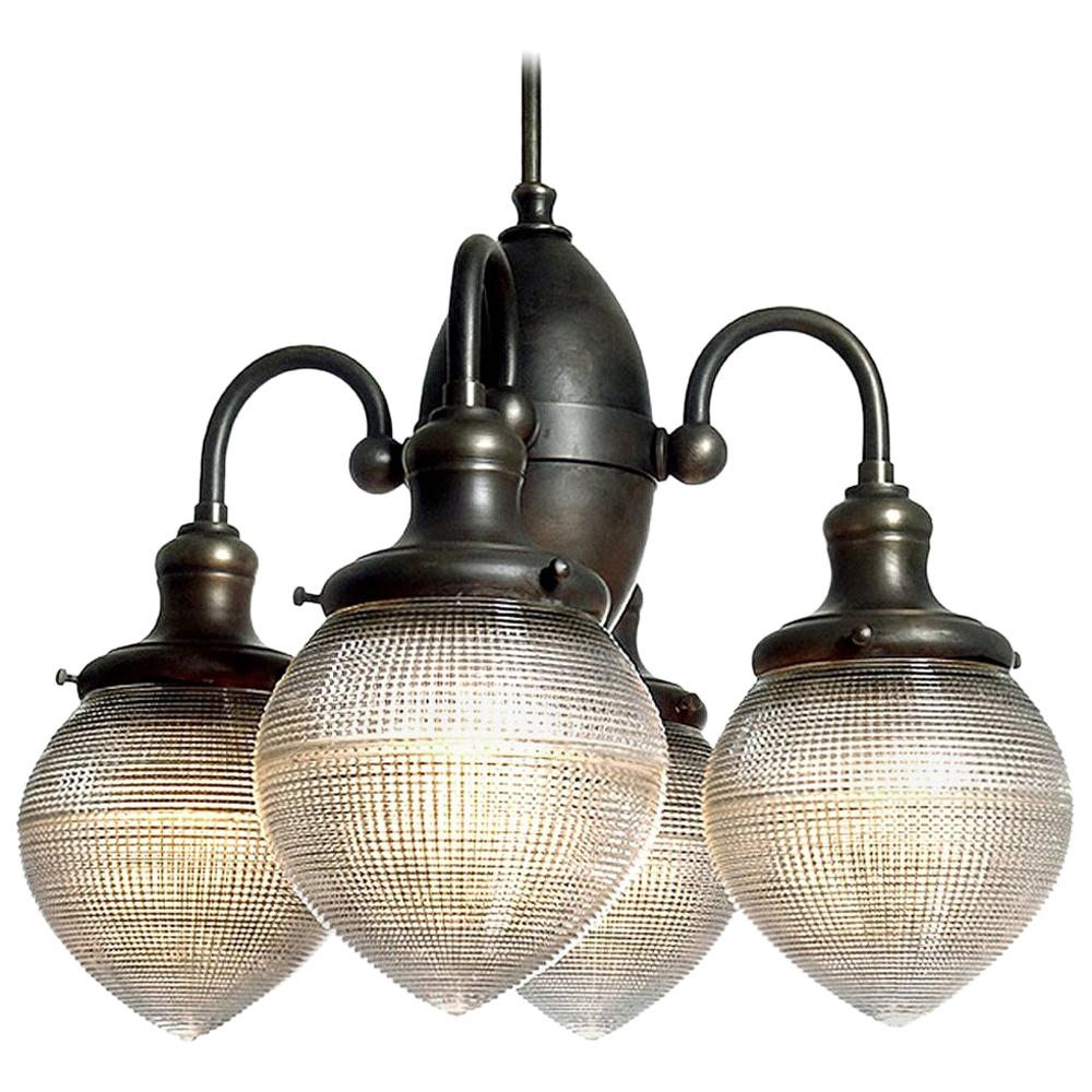 Prismatic Four-Globe Dental Chandelier For Sale