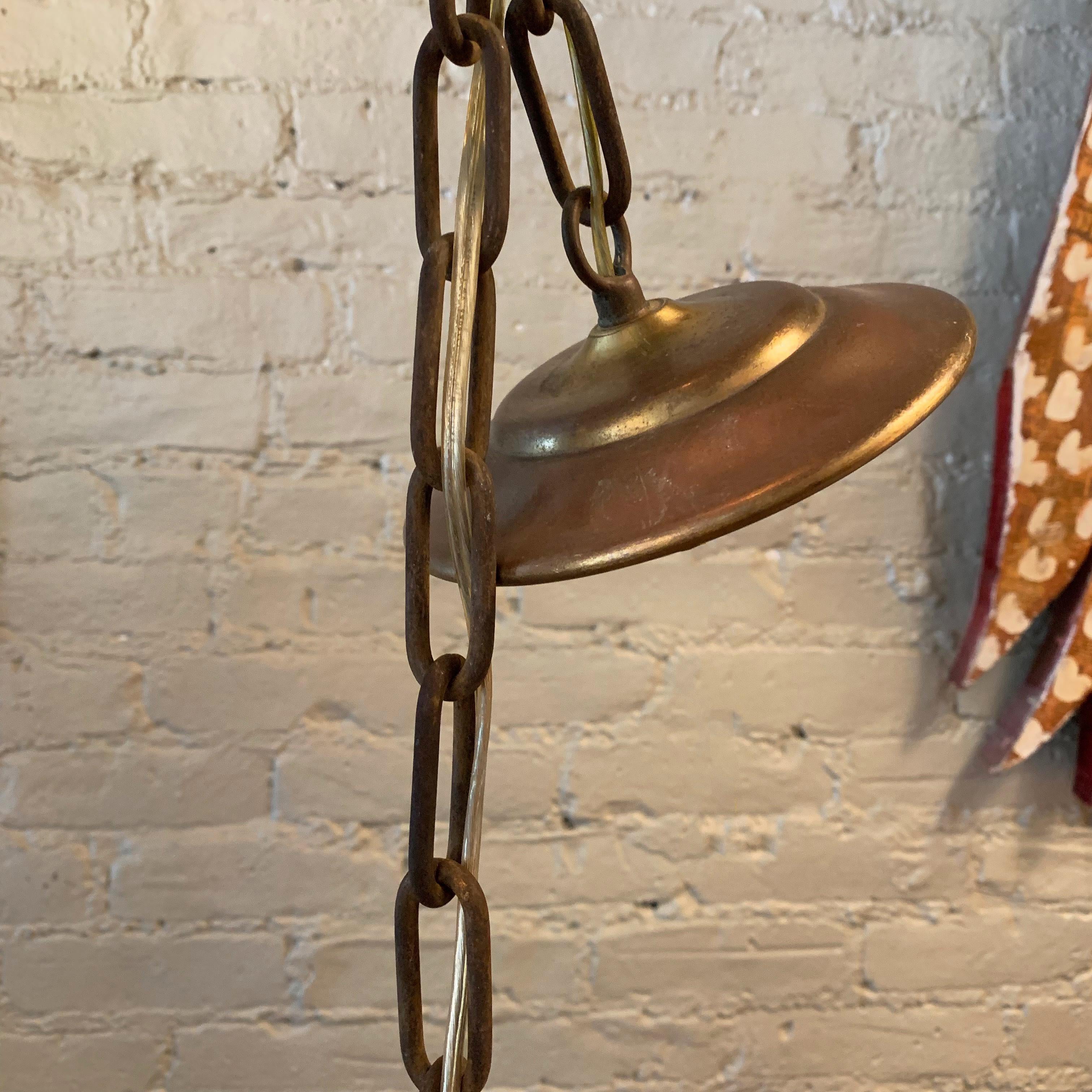 Laiton Lampe à suspension globe prismatique en verre holophane et laiton de 8 cm en vente