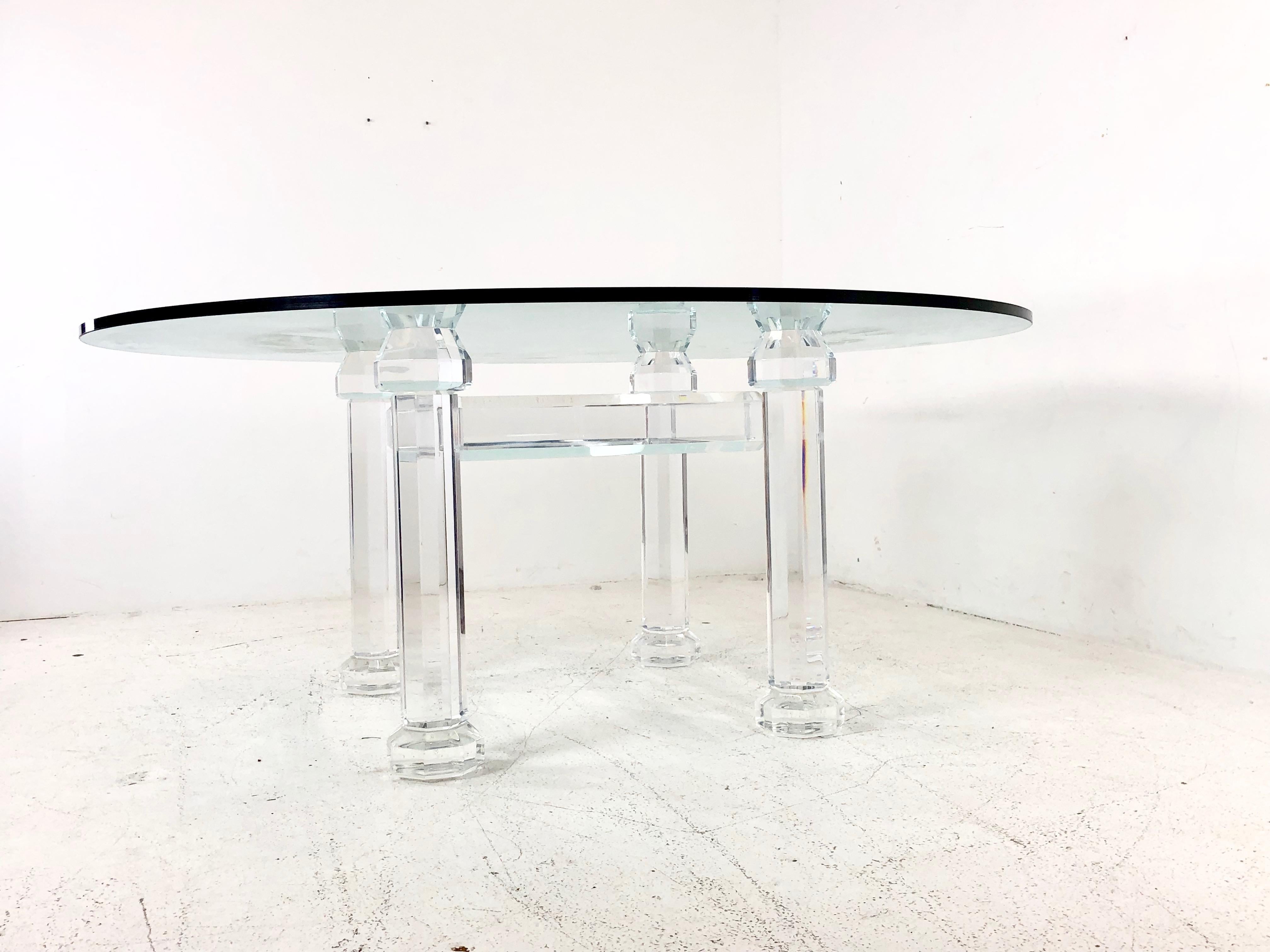 Hollywood Regency Prismatic Lucite Dining Table by Allan Knight