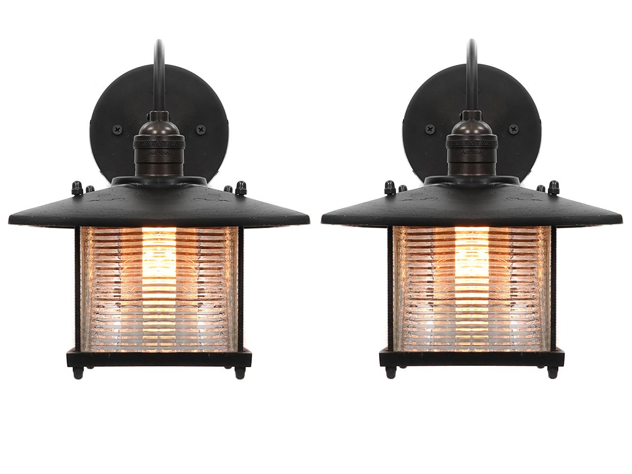 American Prismatic Pagoda Sconces, Matching Pair