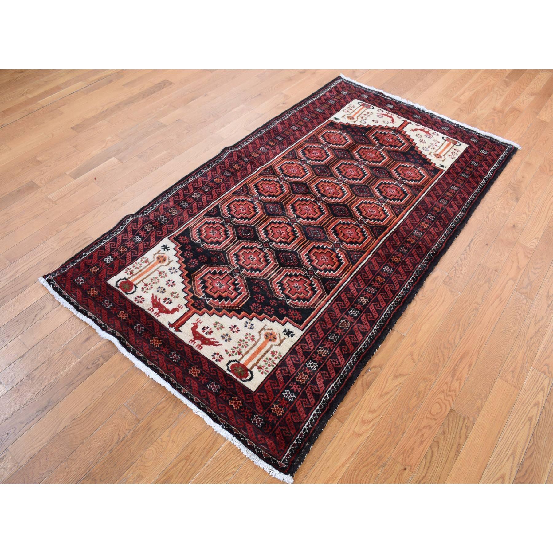Prismatisch roter persischer, handgeknüpfter Vintage-Teppich aus reiner Wolle, rein, sauber und ohne Verschleiß (Persisch) im Angebot