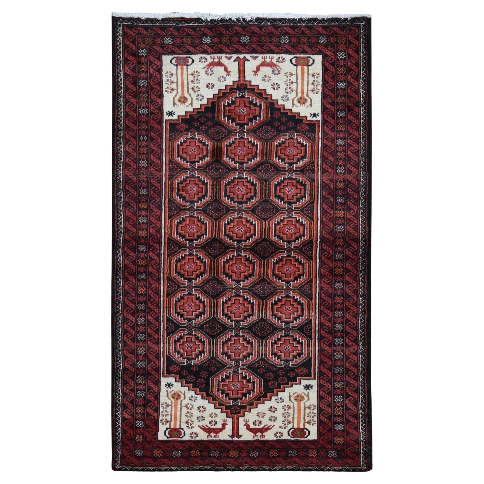 Prismatisch roter persischer, handgeknüpfter Vintage-Teppich aus reiner Wolle, rein, sauber und ohne Verschleiß im Angebot