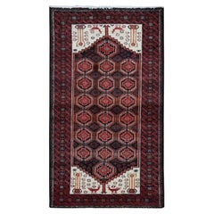 Prismatisch roter persischer, handgeknüpfter Vintage-Teppich aus reiner Wolle, rein, sauber und ohne Verschleiß