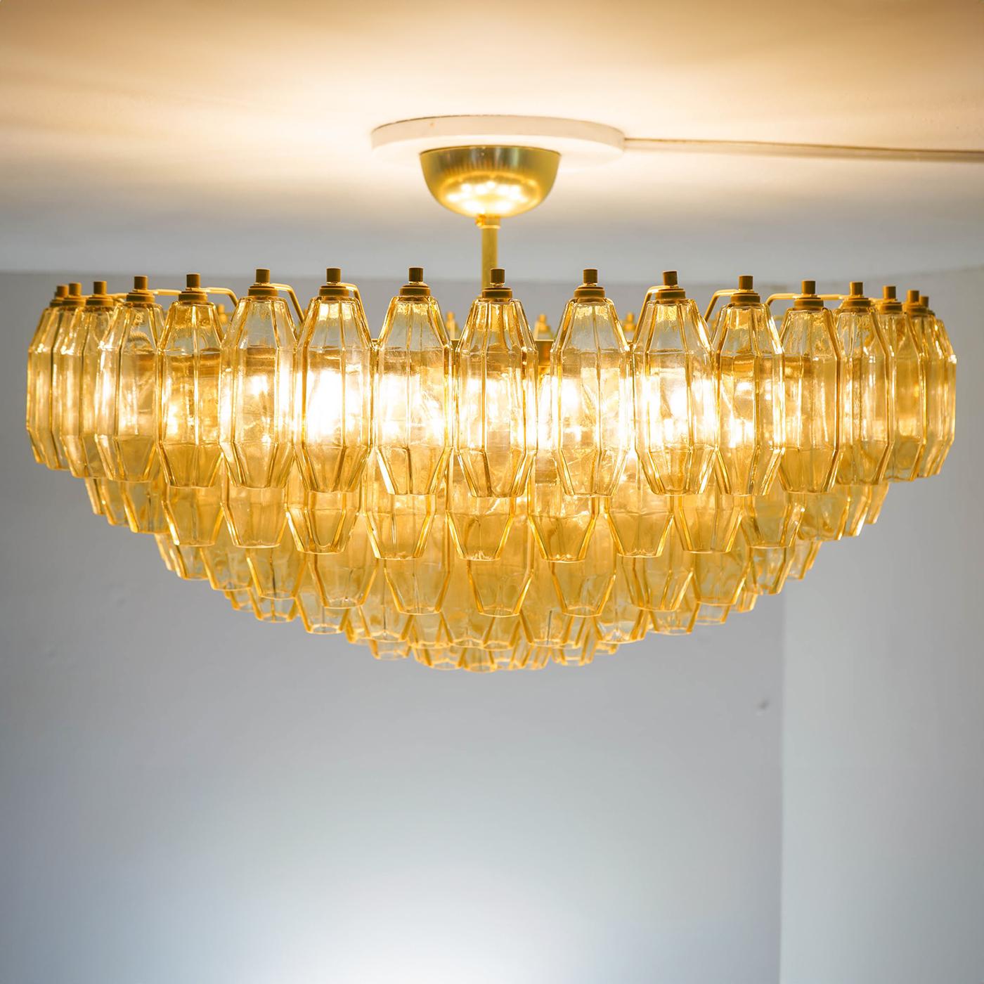 Contemporary Prismatico 12-Light Amber Chandelier For Sale
