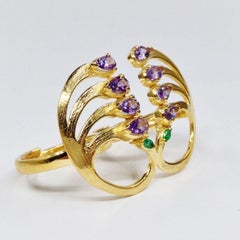 Twin Elegance Prissy Peacock Two-Finger Ring