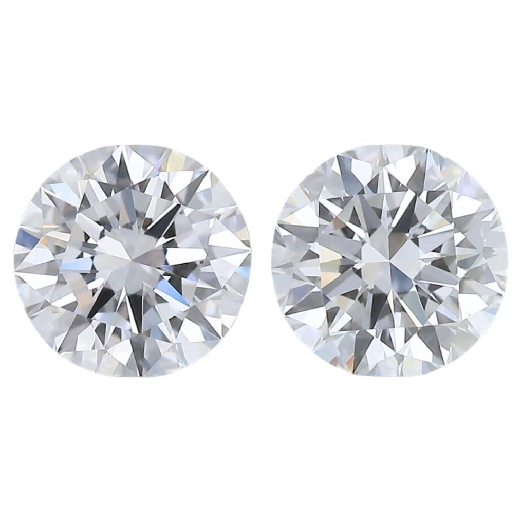 Pristine 1.03ct Triple Excellent Ideal Cut Pair of Round Diamonds - GIA