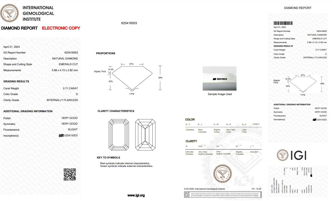 Pristine 1.41ct Ideal Cut Pair of Diamonds - IGI Certified  In New Condition For Sale In רמת גן, IL