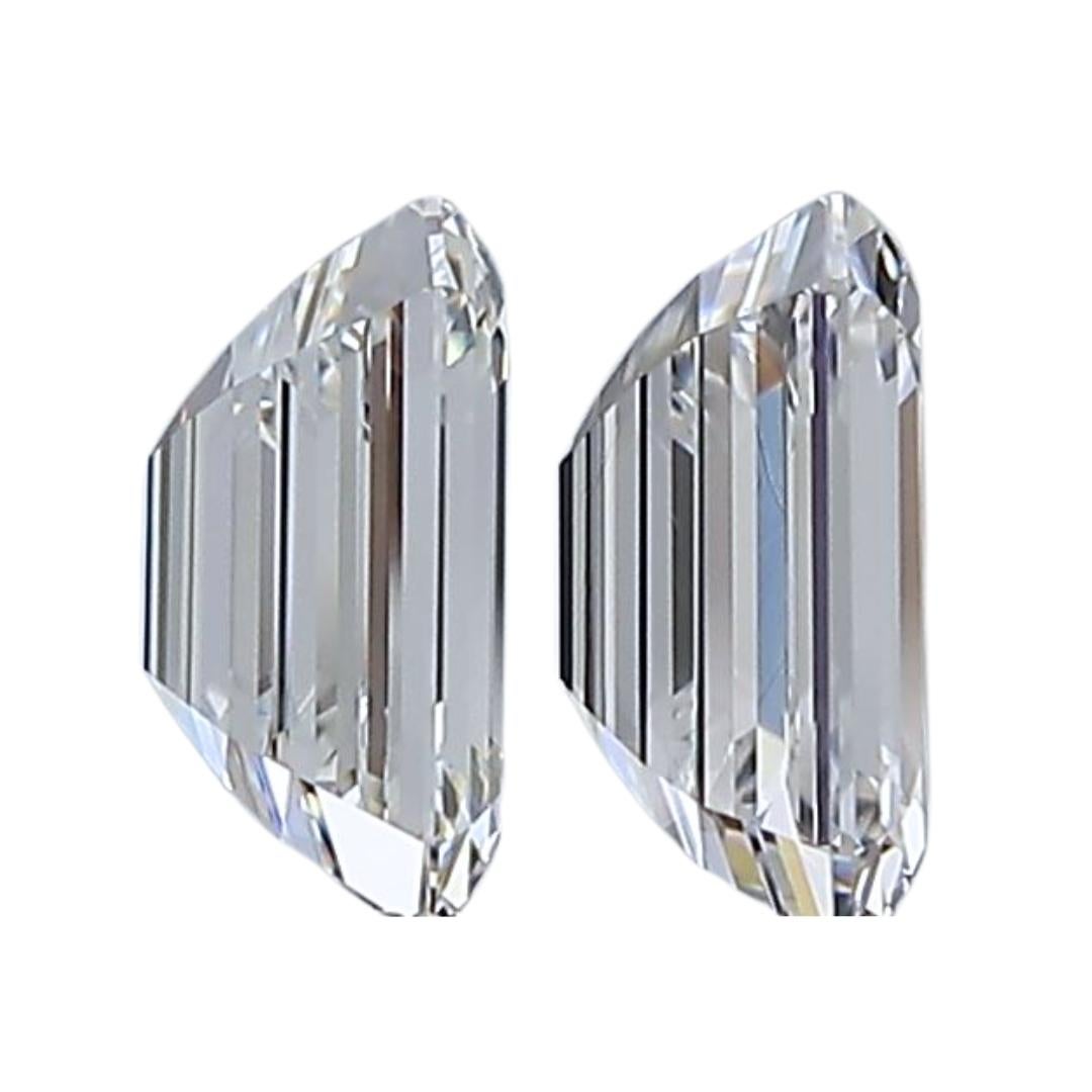 Women's Pristine 1.46ct Ideal Cut Emerald-Cut Diamond Pair - GIA Certified For Sale