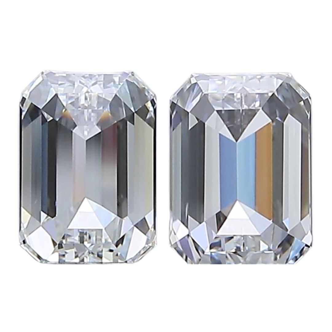 Paire de diamants taille émeraude idéale de 1,46 ct - certifiée GIA en vente 1