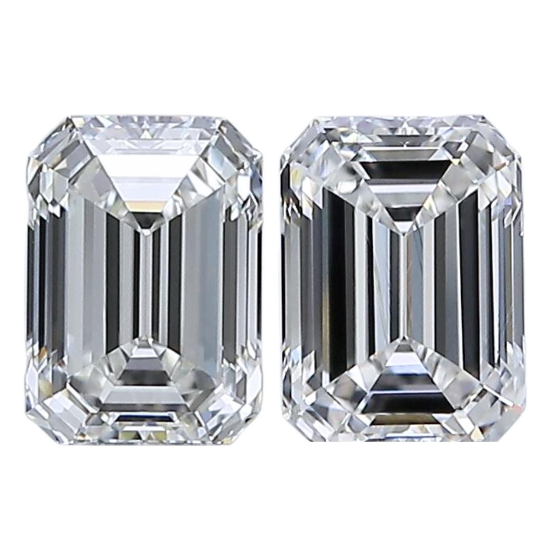 Pristine 1.46ct Ideal Cut Emerald-Cut Diamond Pair - GIA Certified For Sale 3