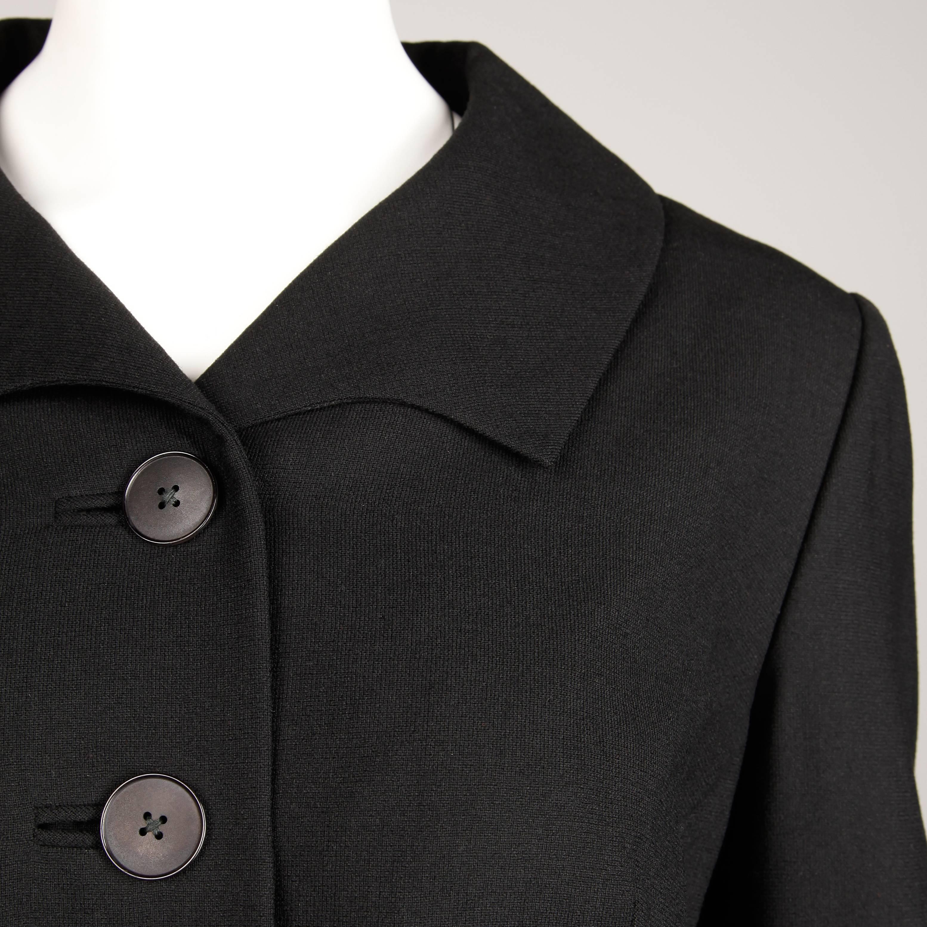 Women's Pristine 1950s Irene Lentz Vintage Black Wool Blazer or Suit Jacket