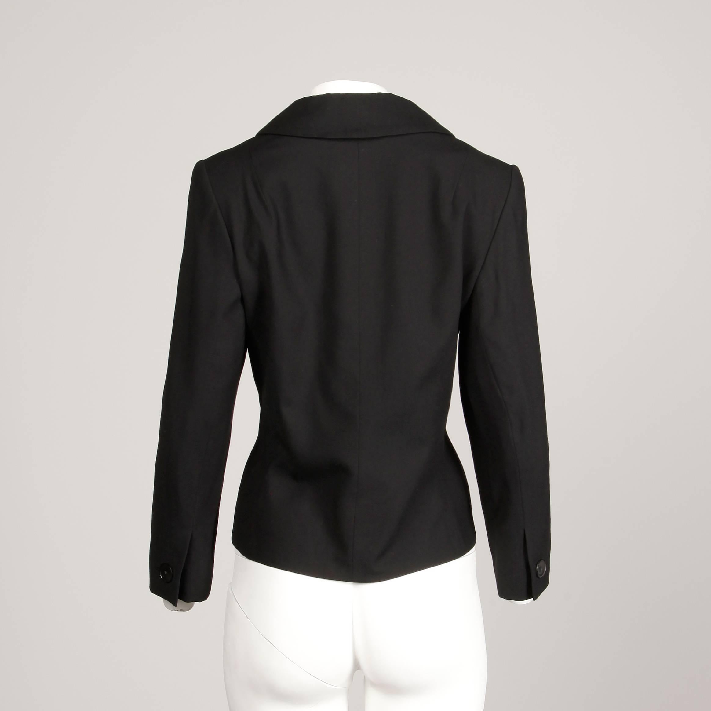 Pristine 1950s Irene Lentz Vintage Black Wool Blazer or Suit Jacket 2