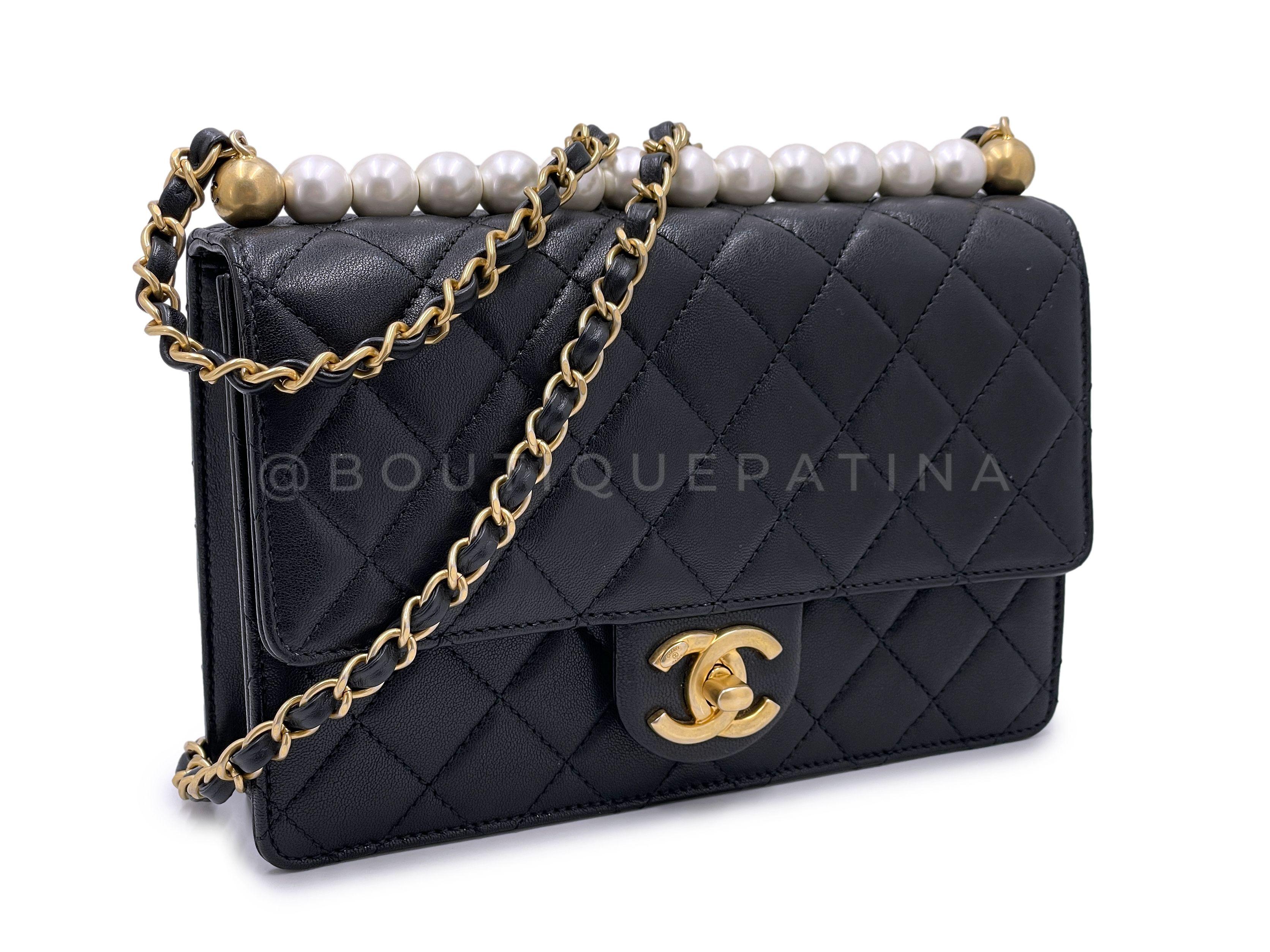 Store item: 66675
The iconic holy grail bag is the Chanel Classic Flap. Coveted for its simplicity and elegance - single woven chain, turnlock CC clasp, lambskin interior.

A unique and hard-to-find variation of the Chanel flaps is the luxurious