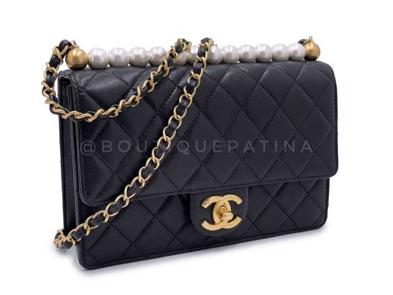 Chanel Black Westminster Pearl and Chain Flap Bag 67172 For Sale
