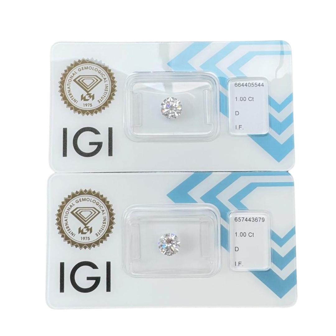 Coppia di diamanti rotondi incontaminati di 2.00ct con taglio ideale triplo eccellente - certificati IGI

Concediti il lusso con questa straordinaria coppia di diamanti rotondi da 2,00 carati, ognuno dei quali presenta un colore e una limpidezza