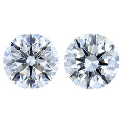 Prístina pareja de diamantes redondos de talla ideal triple excelente de 2,00 ct - IGI