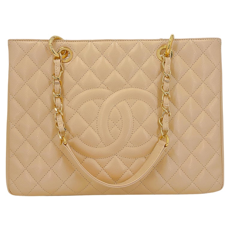 CHANEL, Bags, Chanel Vintage Beige Single Full Flap 24k Gold Plated  Hardware With Turn Lock