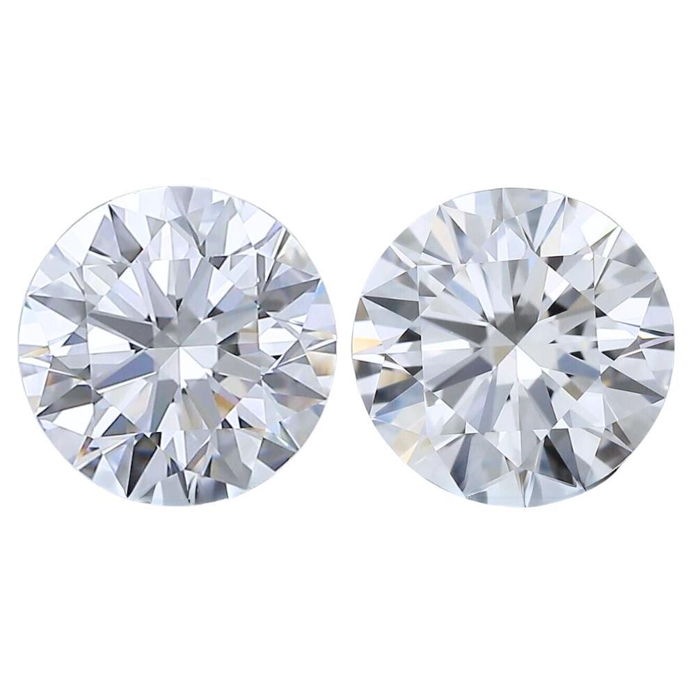 Pristine 2.27ct Ideal Cut Pair of Diamonds - IGI Certified For Sale