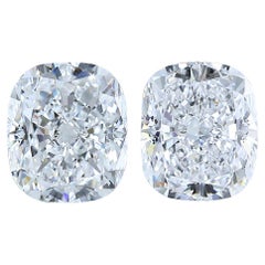 Pristine 2.38ct Ideal Cut Pair of Cushion-Shaped Diamonds - GIA Certified