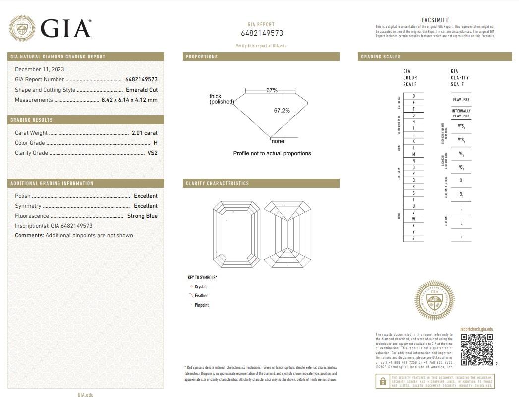Taille émeraude Paire de diamants taille idéale de 4,02 carats, certifiés GIA  en vente