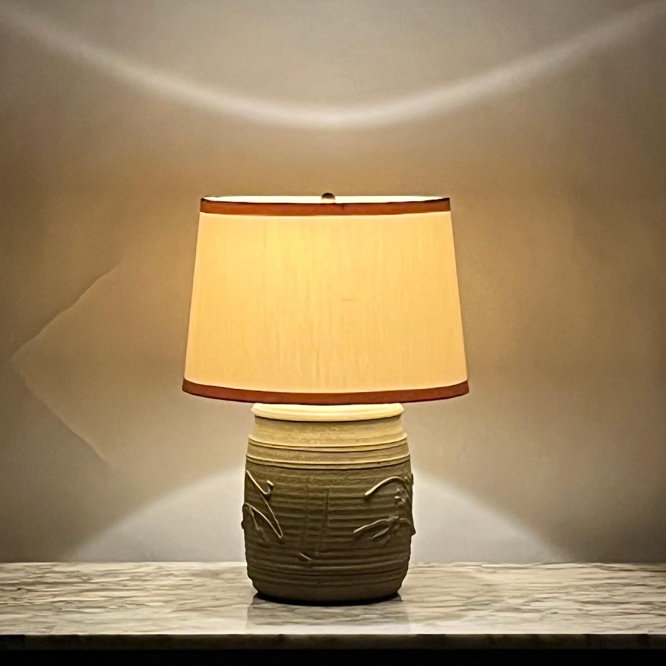 Pristine Affiliated Craftsmen Studio Pottery Lamp by Phil Barkdall For Sale 2