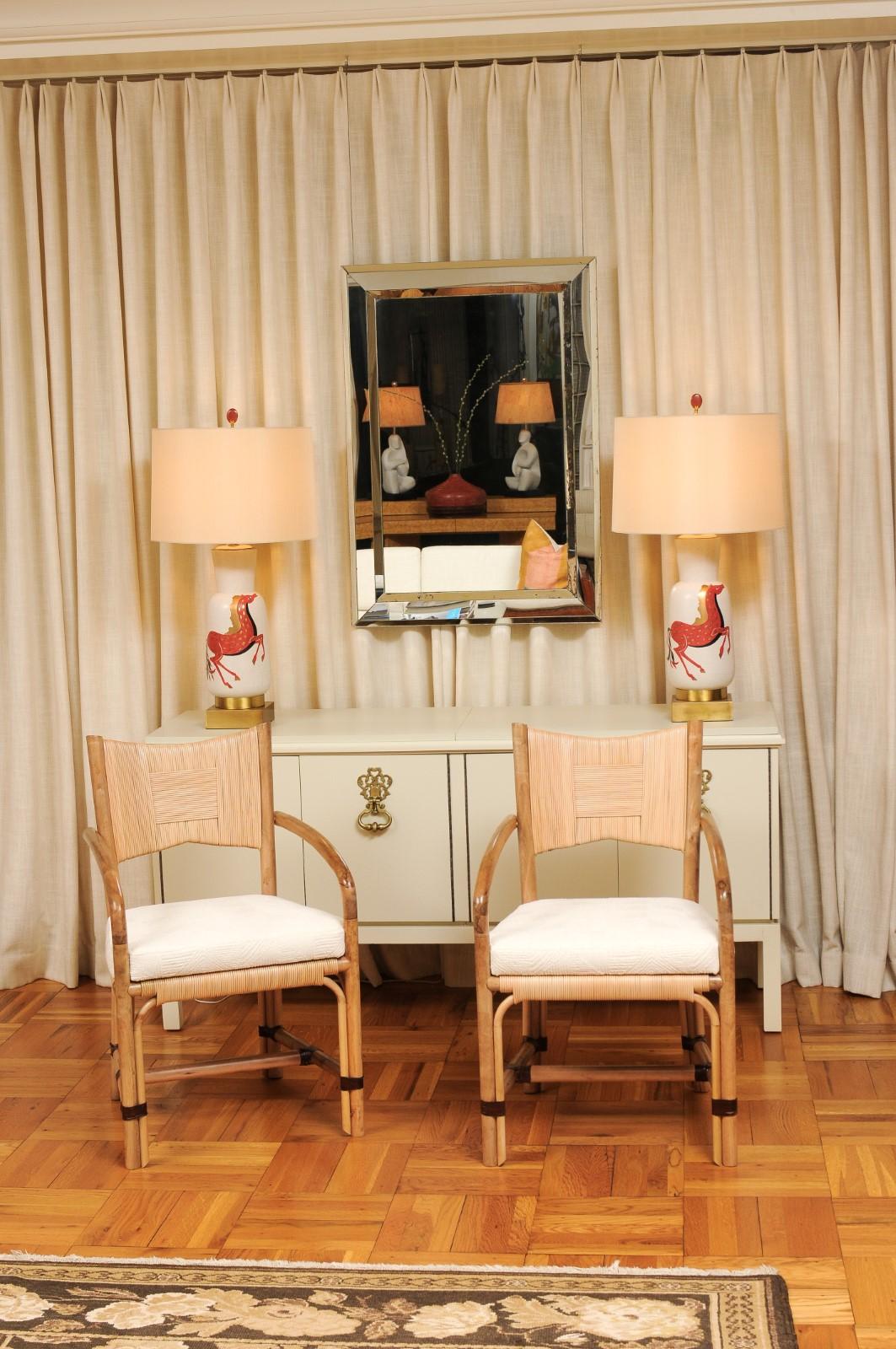 Prístino Juego de 8 Sillas de Comedor de Caña de Merbau de John Hutton para Donghia Moderno orgánico en venta