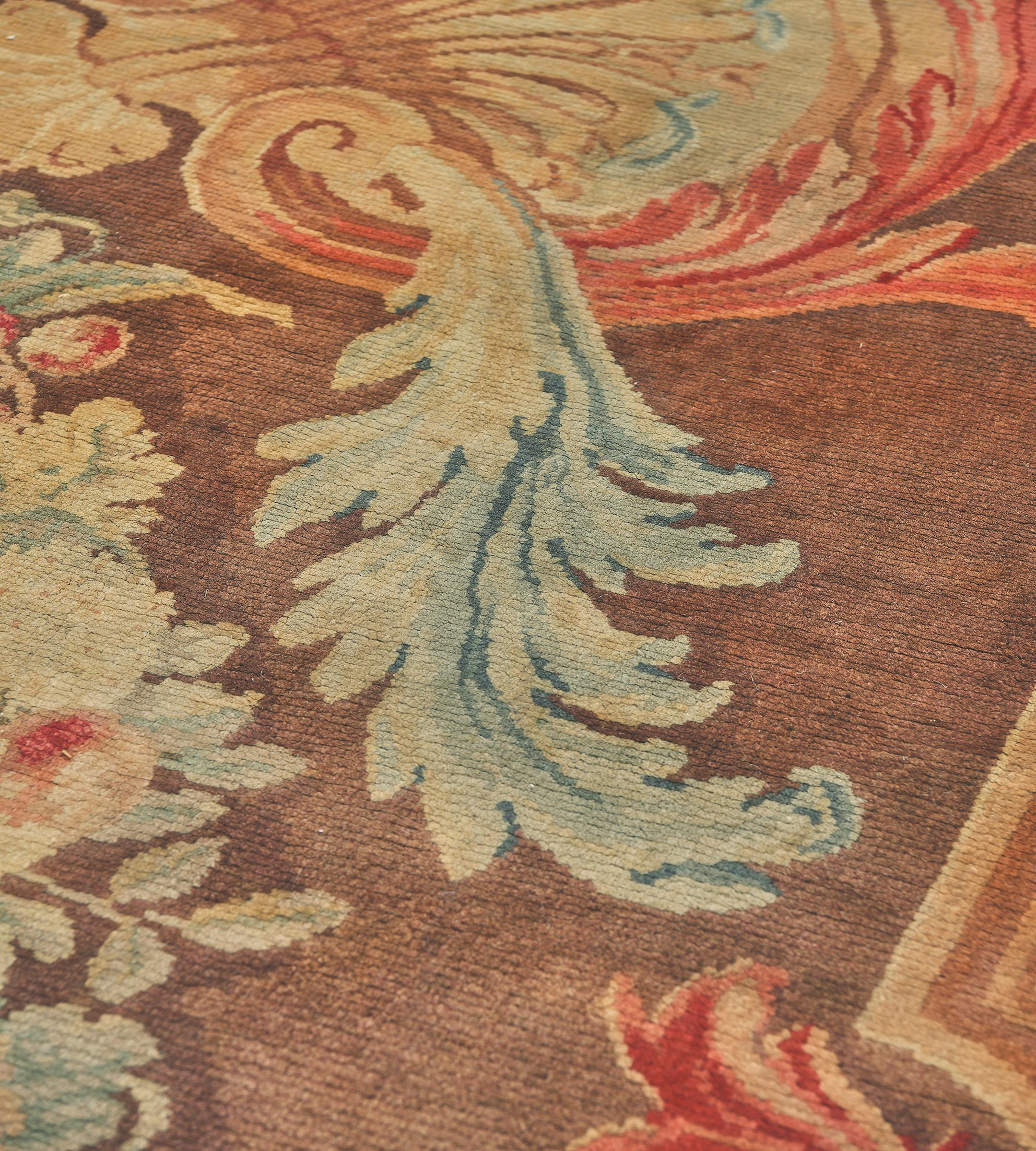 Pristine Antique Circa-1860 Handwoven Wool Floral French Savonnerie Rug For Sale 1