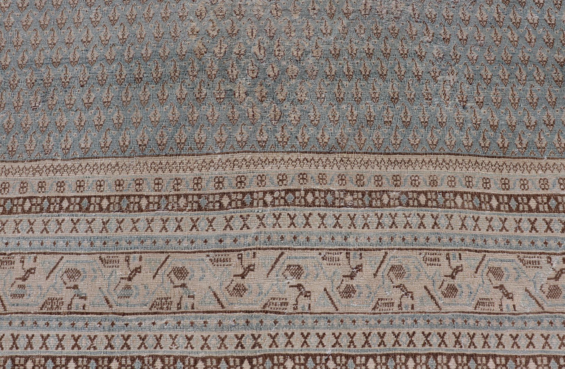 Pristine Antique Persian Tabriz Rug -Delicate Patterns in Light Blue 8'1 x 11'0 For Sale 5