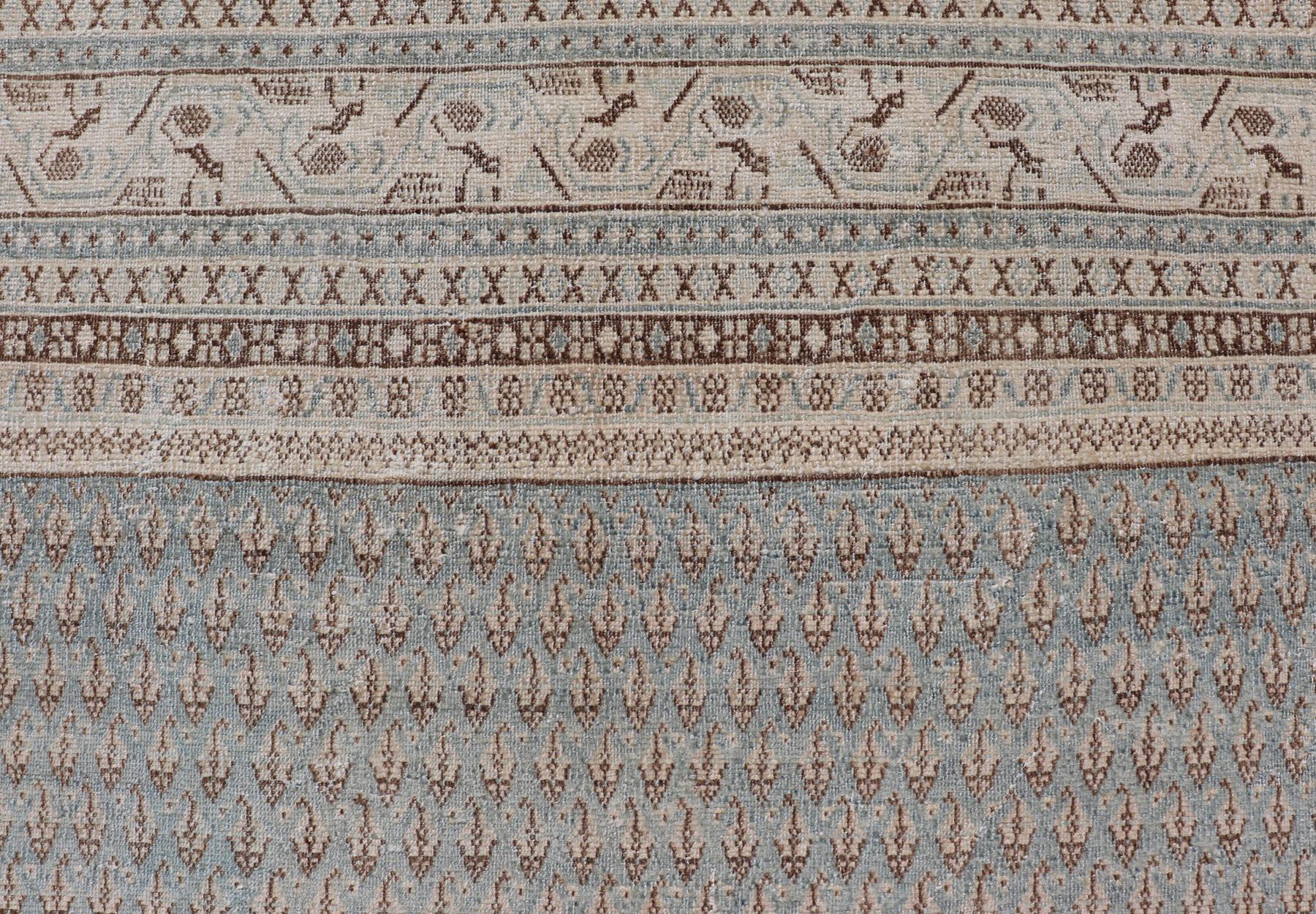 Measures: 8'1 x 11'0 Pristine Antique Persian Tabriz Rug -Delicate Patterns in Light Blue Keivan Woven Arts / Rug / TU-MTU-5077 Country of origin / type: Unknown / Unknown Antique Persian Tabriz rug epitomizes tranquility and elegance, offering a