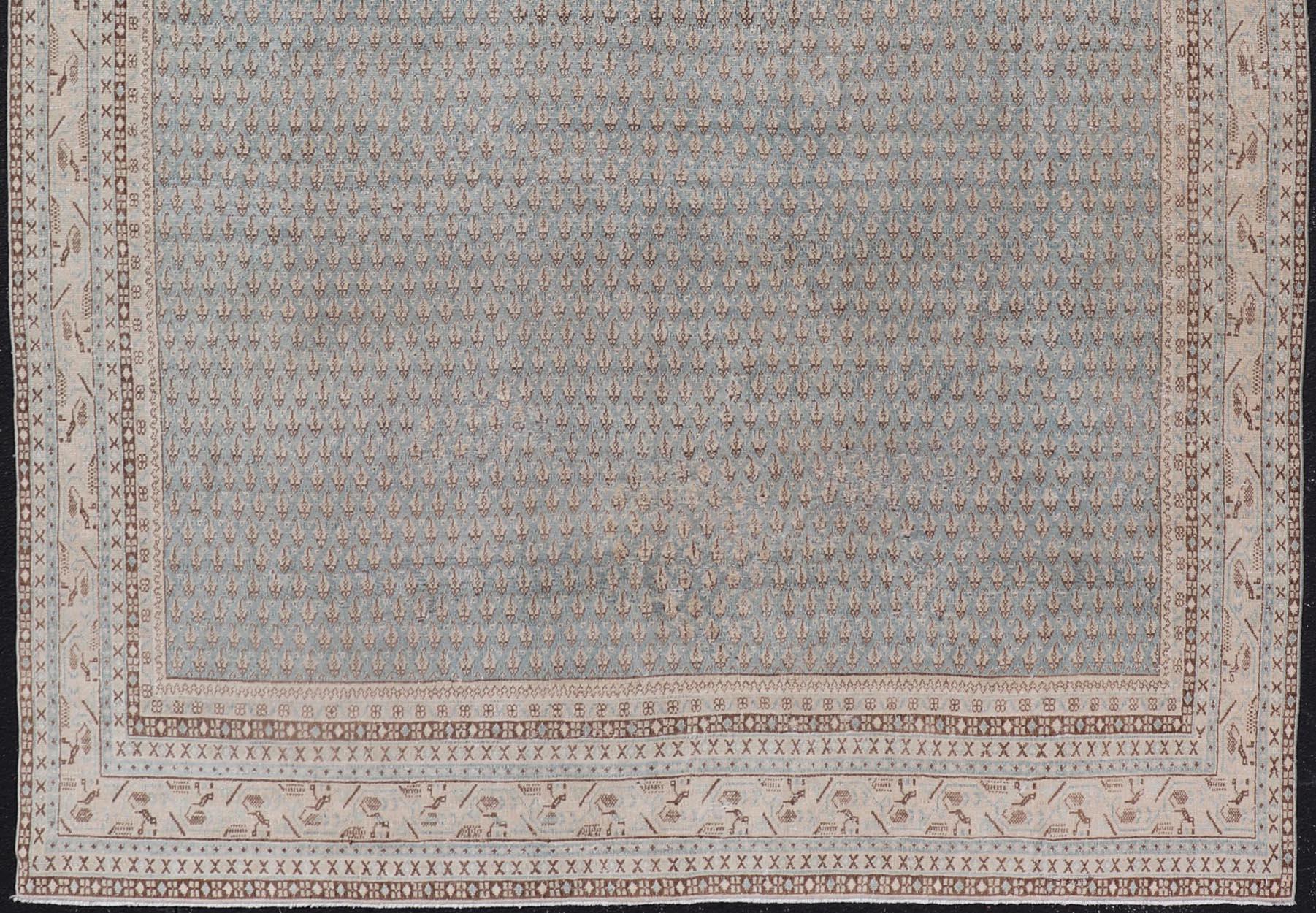 Wool Pristine Antique Persian Tabriz Rug -Delicate Patterns in Light Blue 8'1 x 11'0 For Sale
