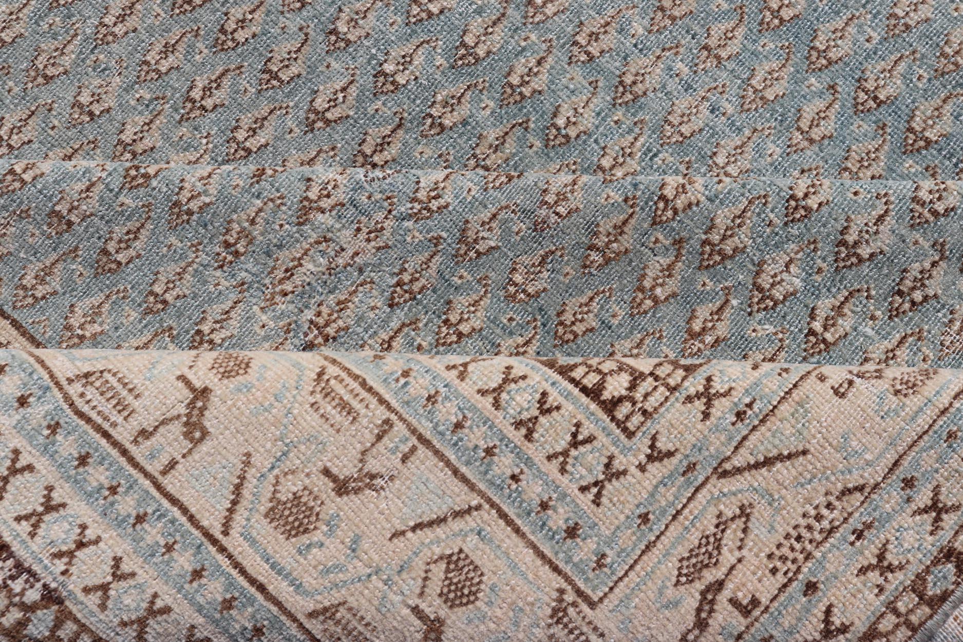 Pristine Antique Persian Tabriz Rug -Delicate Patterns in Light Blue 8'1 x 11'0 For Sale 2