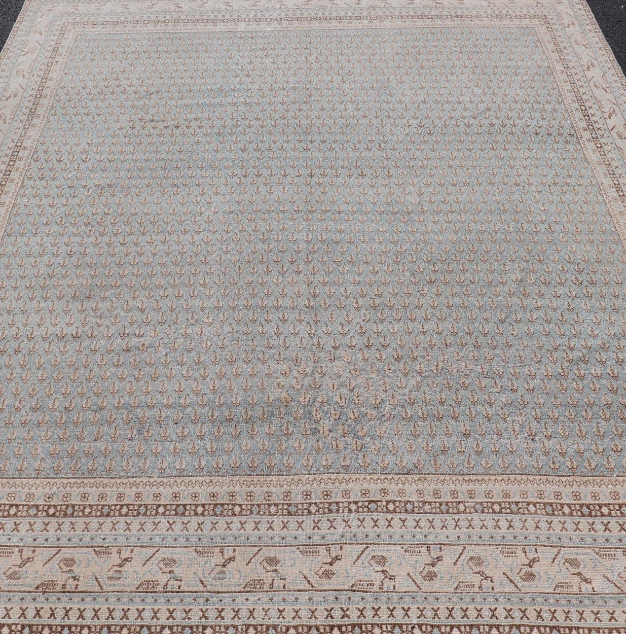 Pristine Antique Persian Tabriz Rug -Delicate Patterns in Light Blue 8'1 x 11'0 For Sale 3