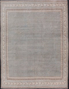 Pristine Antique Persian Tabriz Rug -Delicate Patterns in Light Blue 8'1 x 11'0