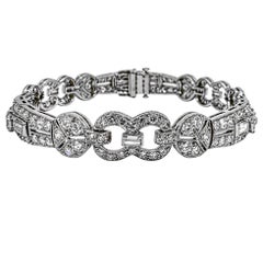 Pristine Art Deco Platinum and Diamond Bracelet 7.50ct