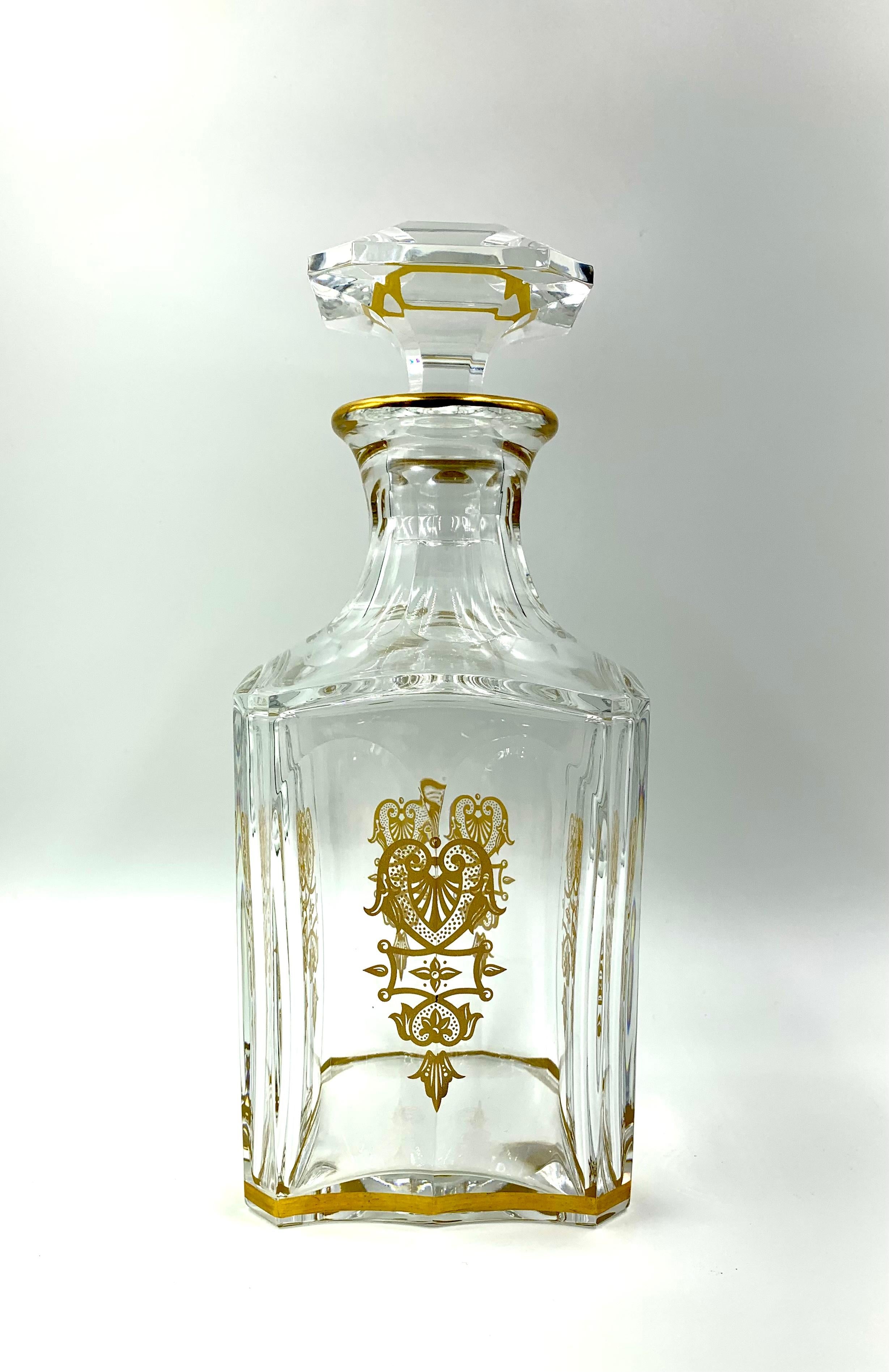 Pristine condition Harcourt Empire 1841 whiskey decanter.
Luxurious, beautifully proportioned, elegant gilt decoration, well balanced weight. A perfect complement for the finest whisky. 
Signed on the base, side and stopper.
A timeless classic by