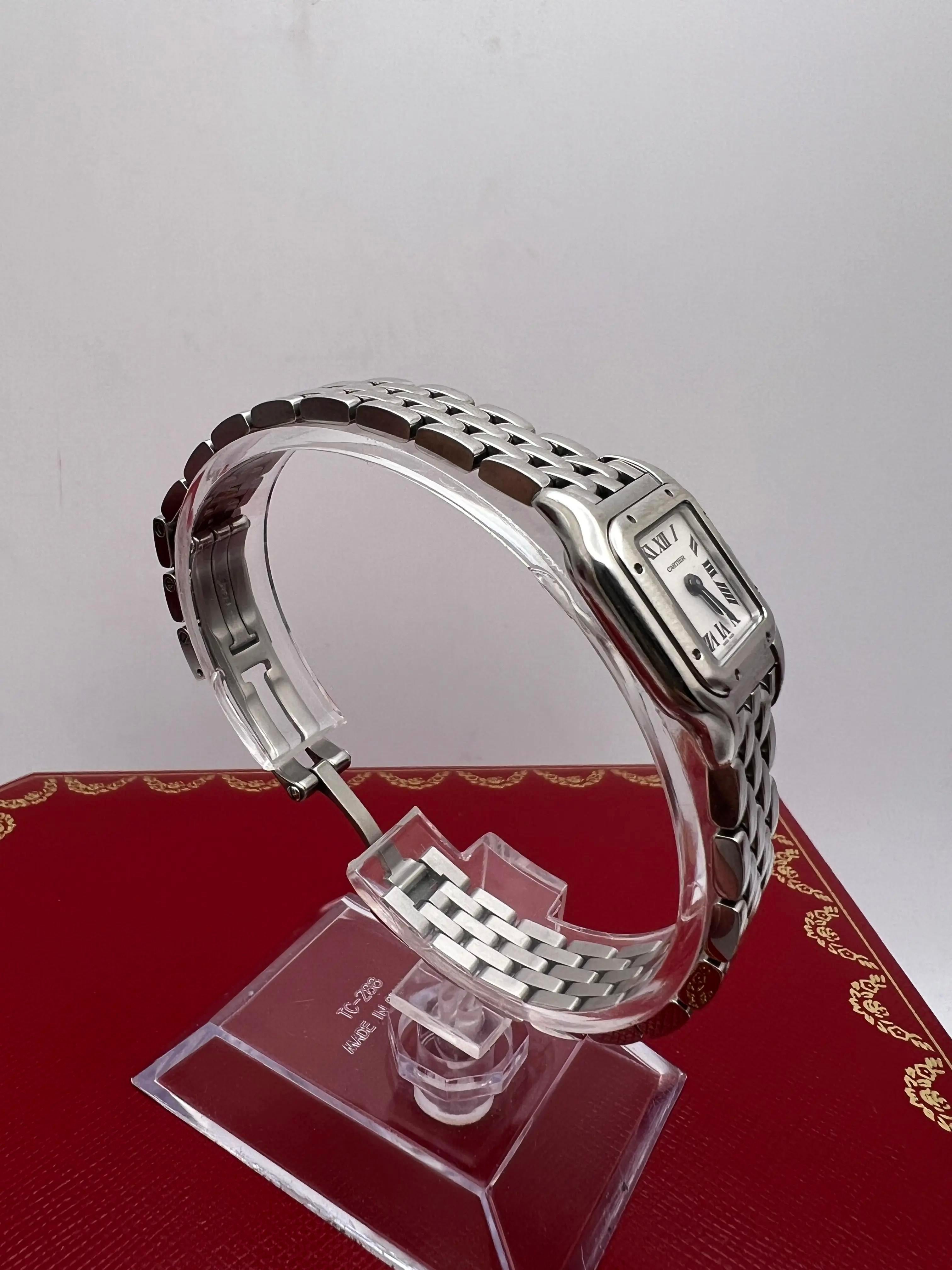 Prístina Cartier Panthère Mini Modelo 25mm WSPN0019 Esfera Plateada Caja Papeles en venta 2