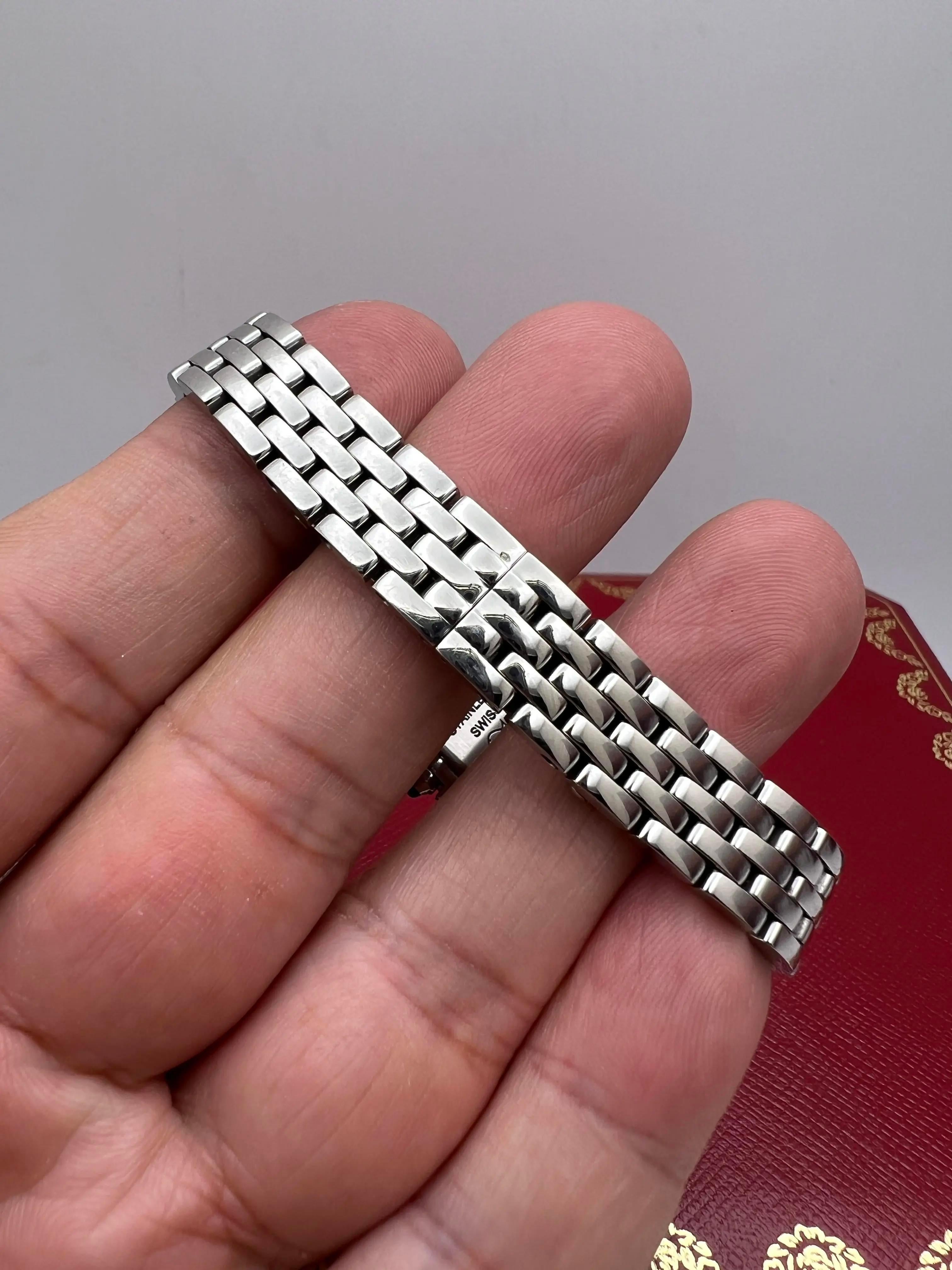 Prístina Cartier Panthère Mini Modelo 25mm WSPN0019 Esfera Plateada Caja Papeles en venta 4