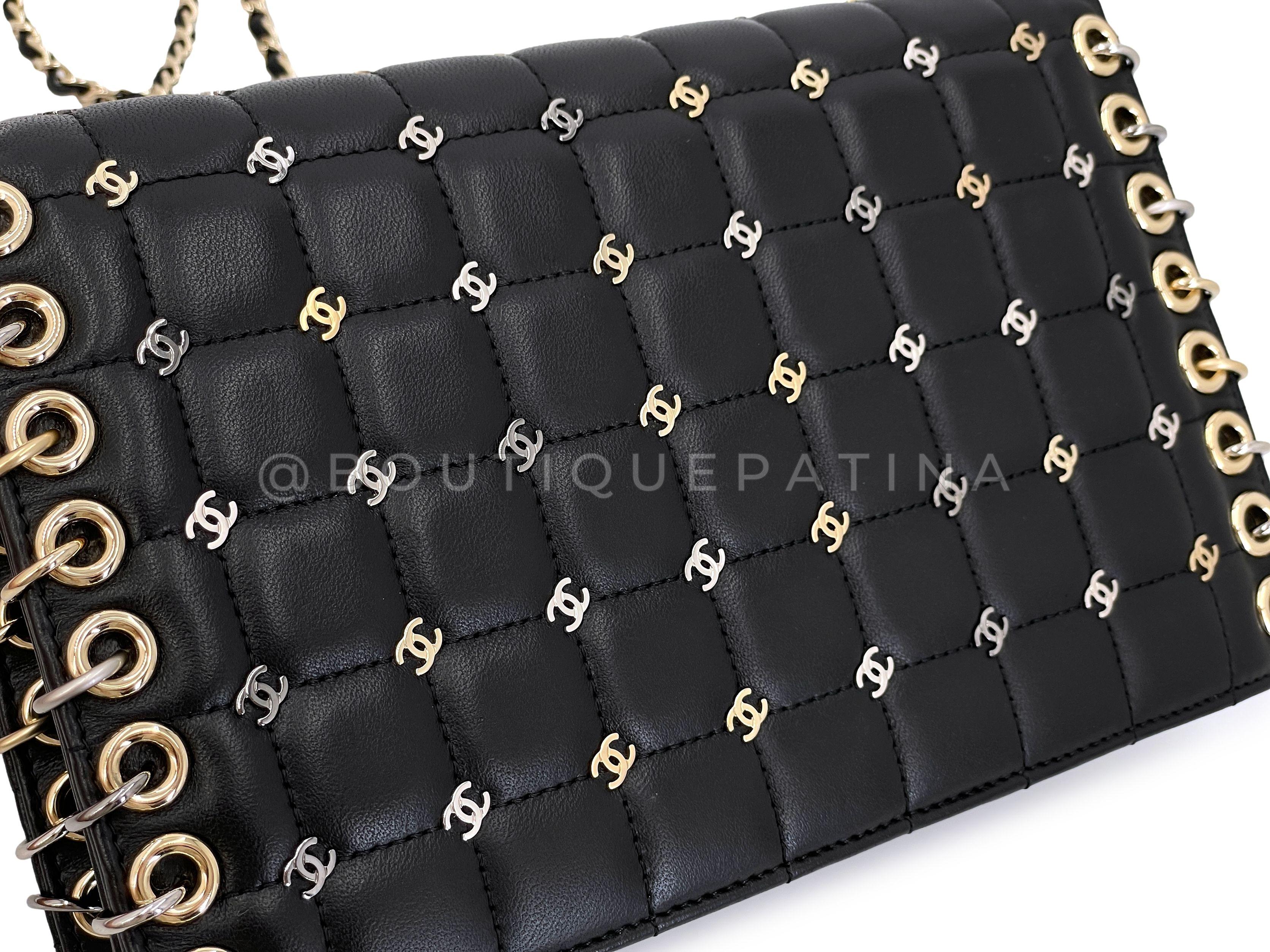 Pristine Chanel 16B Punk CC-Studded Piercing Clutch on Chain Bag Black 67544 For Sale 4