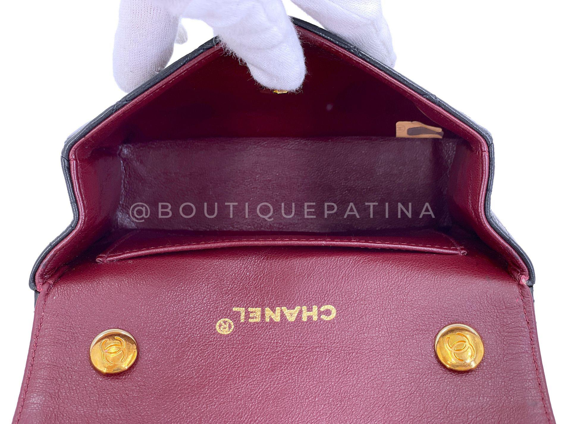 Prístino Chanel 1993 Vintage Mini Encircled CC Flap Bag 24k GHW Negro 68998 7