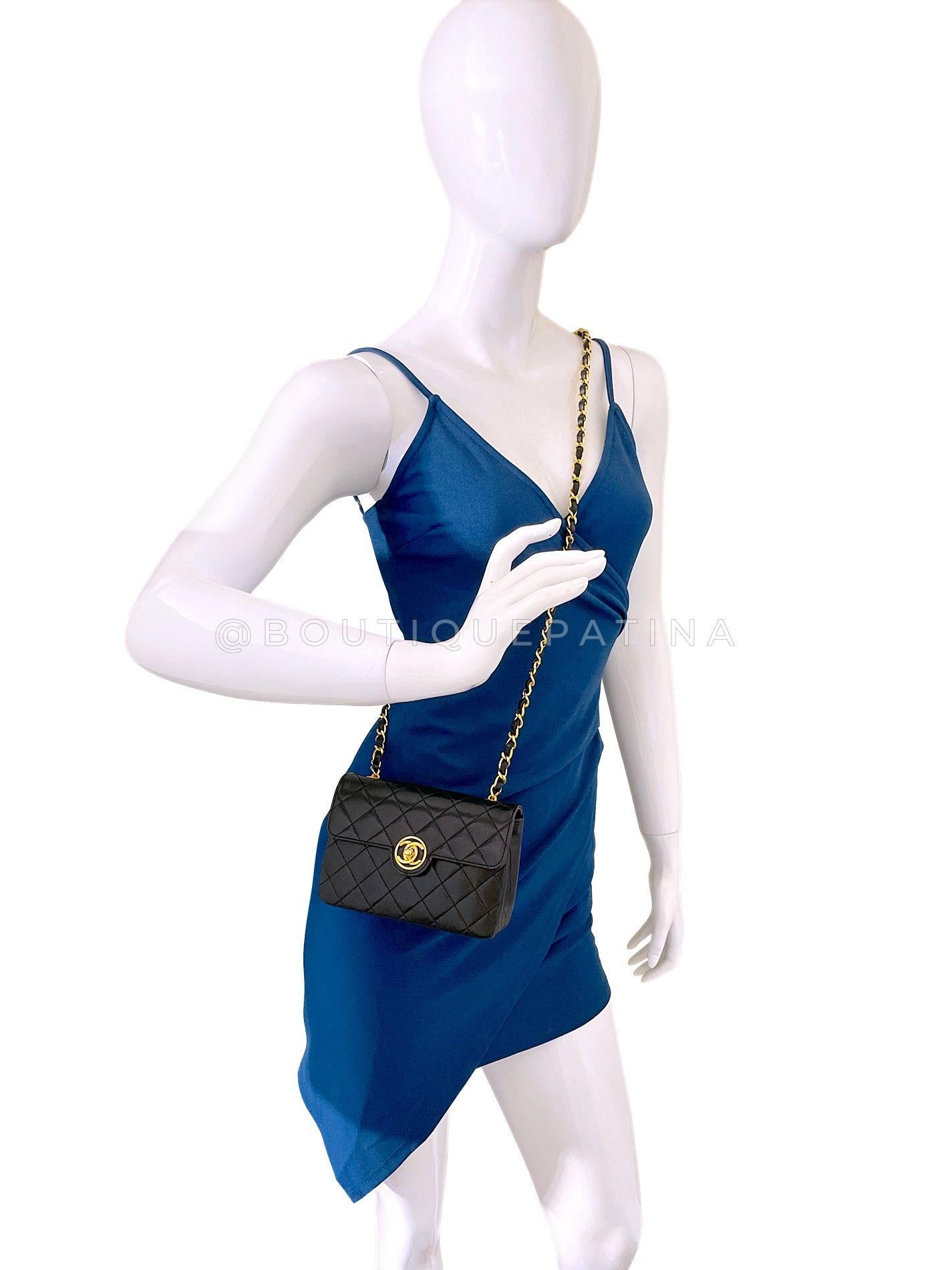 Prístino Chanel 1993 Vintage Mini Encircled CC Flap Bag 24k GHW Negro 68998 11