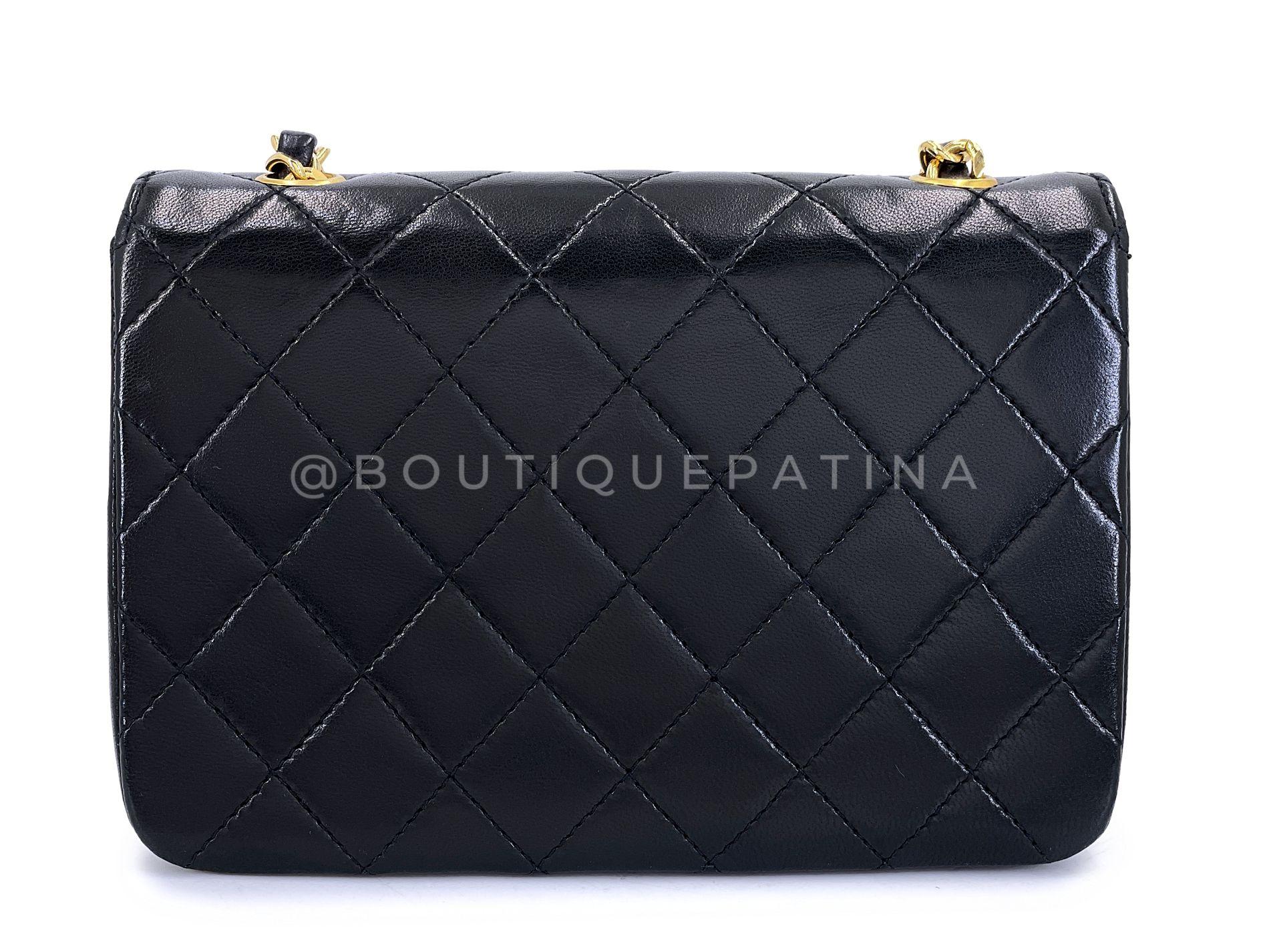 Prístino Chanel 1993 Vintage Mini Encircled CC Flap Bag 24k GHW Negro 68998 1