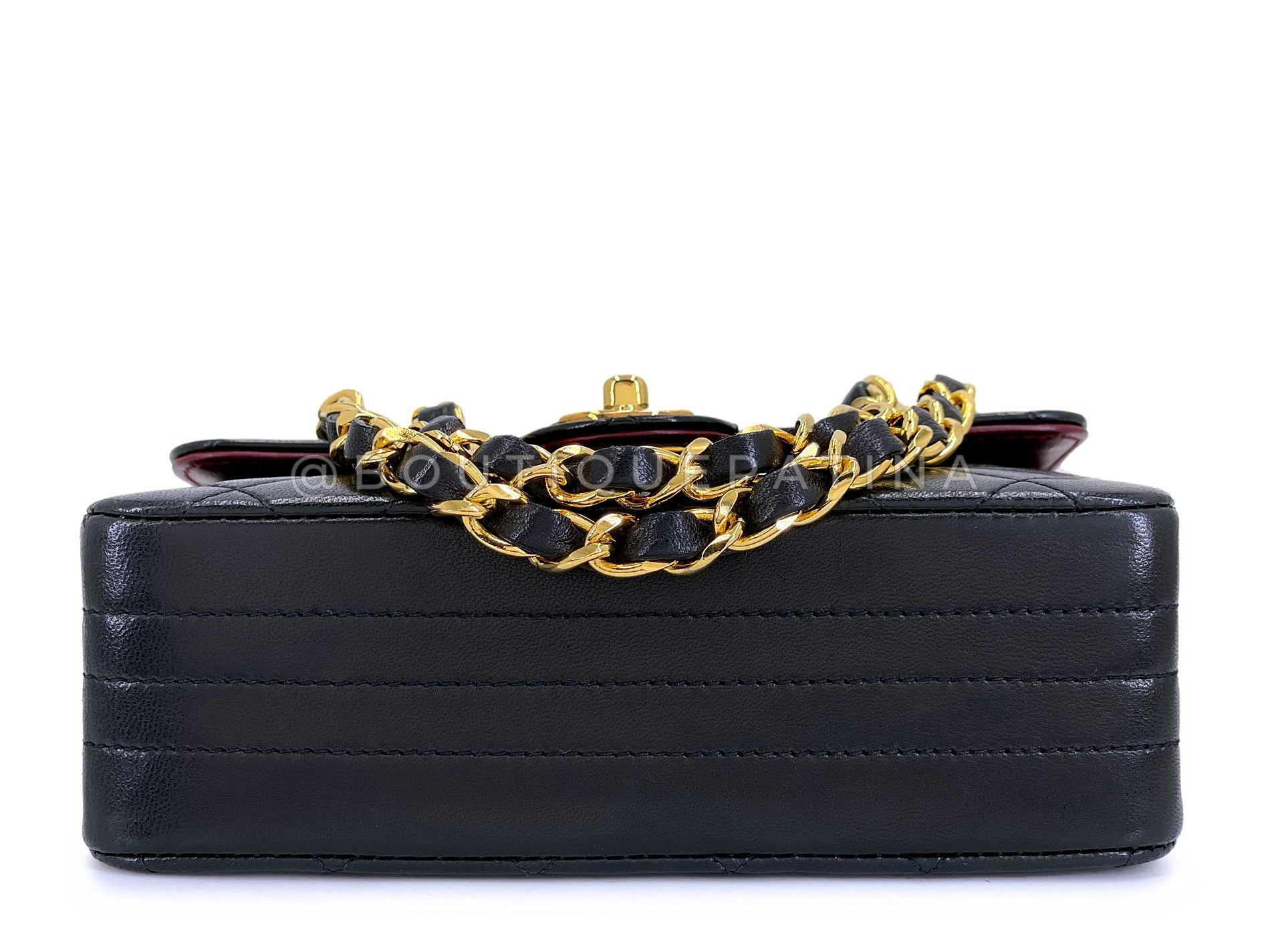 Prístino Chanel 1993 Vintage Mini Encircled CC Flap Bag 24k GHW Negro 68998 2