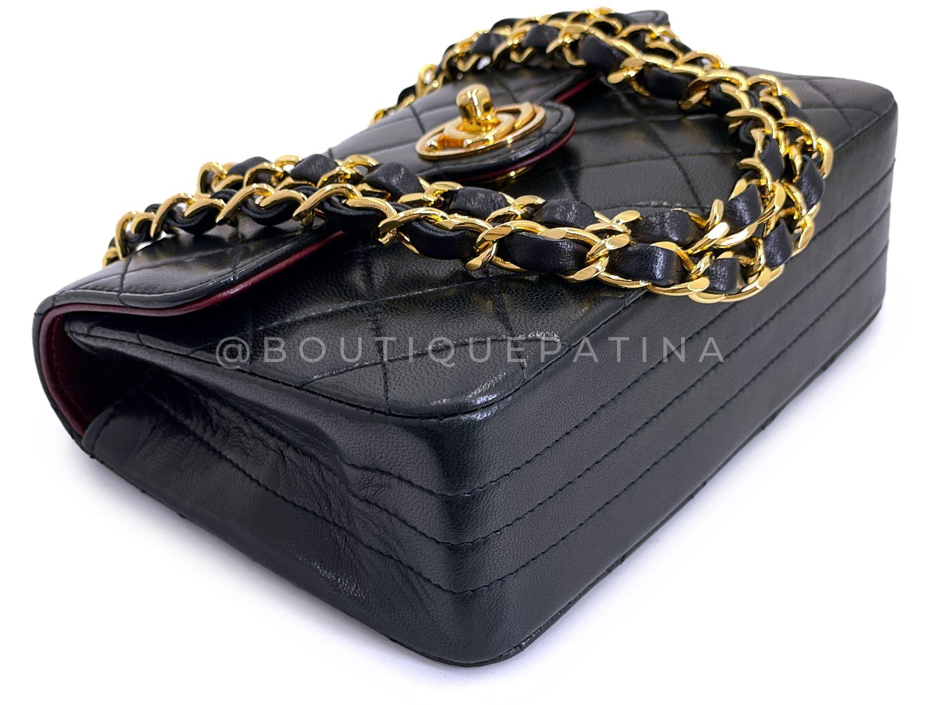 Prístino Chanel 1993 Vintage Mini Encircled CC Flap Bag 24k GHW Negro 68998 3
