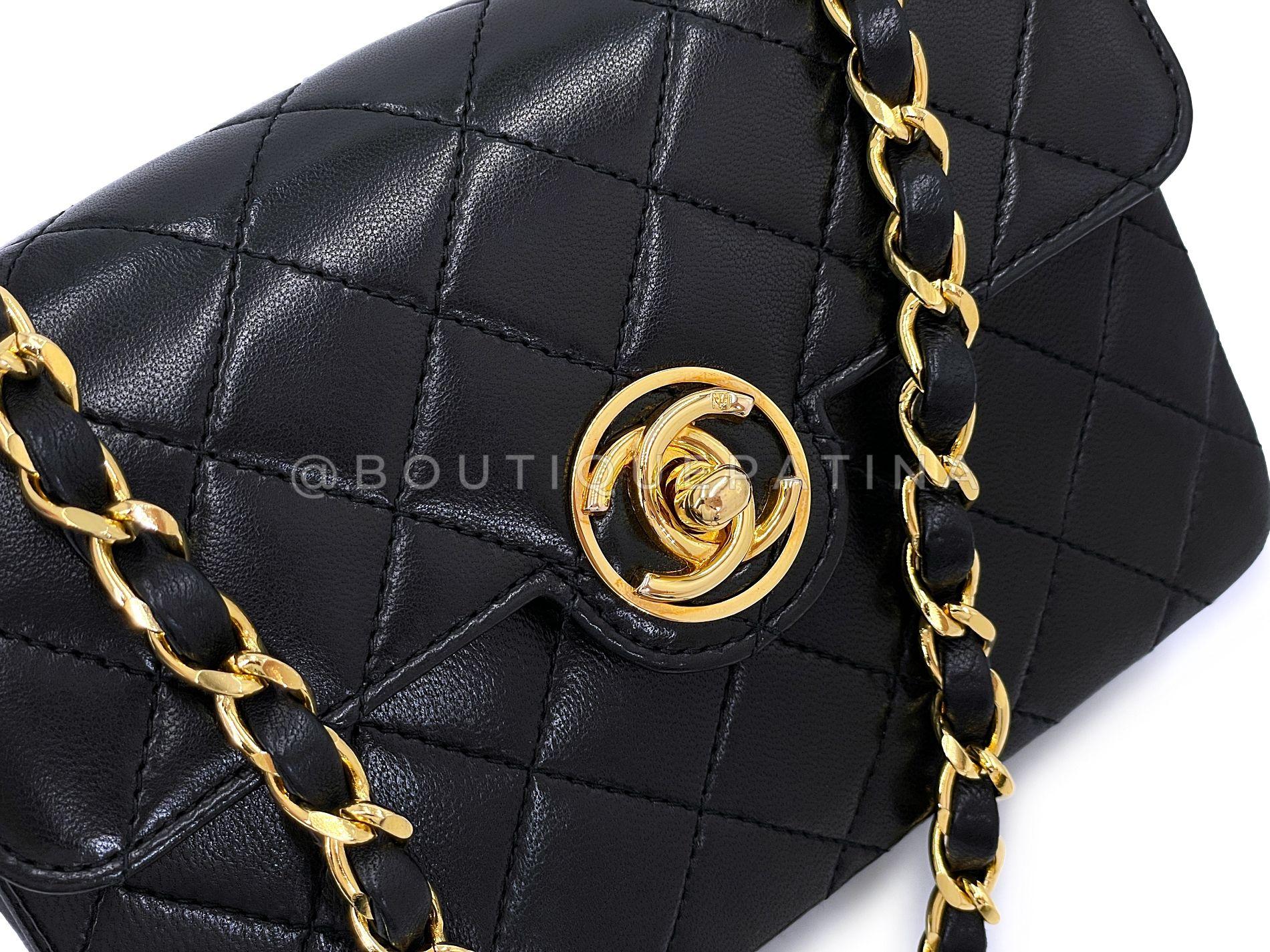 Prístino Chanel 1993 Vintage Mini Encircled CC Flap Bag 24k GHW Negro 68998 4