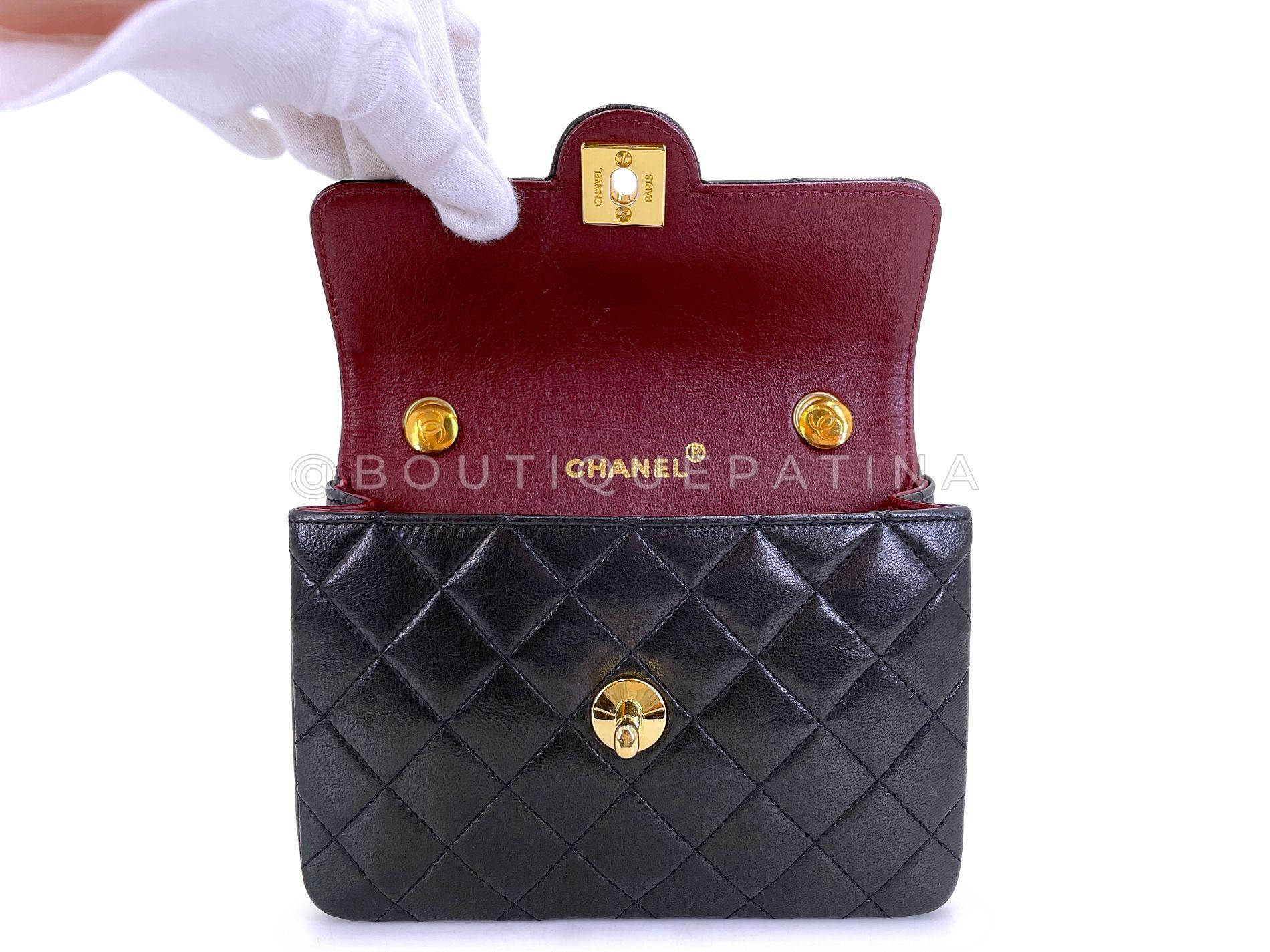 Prístino Chanel 1993 Vintage Mini Encircled CC Flap Bag 24k GHW Negro 68998 5