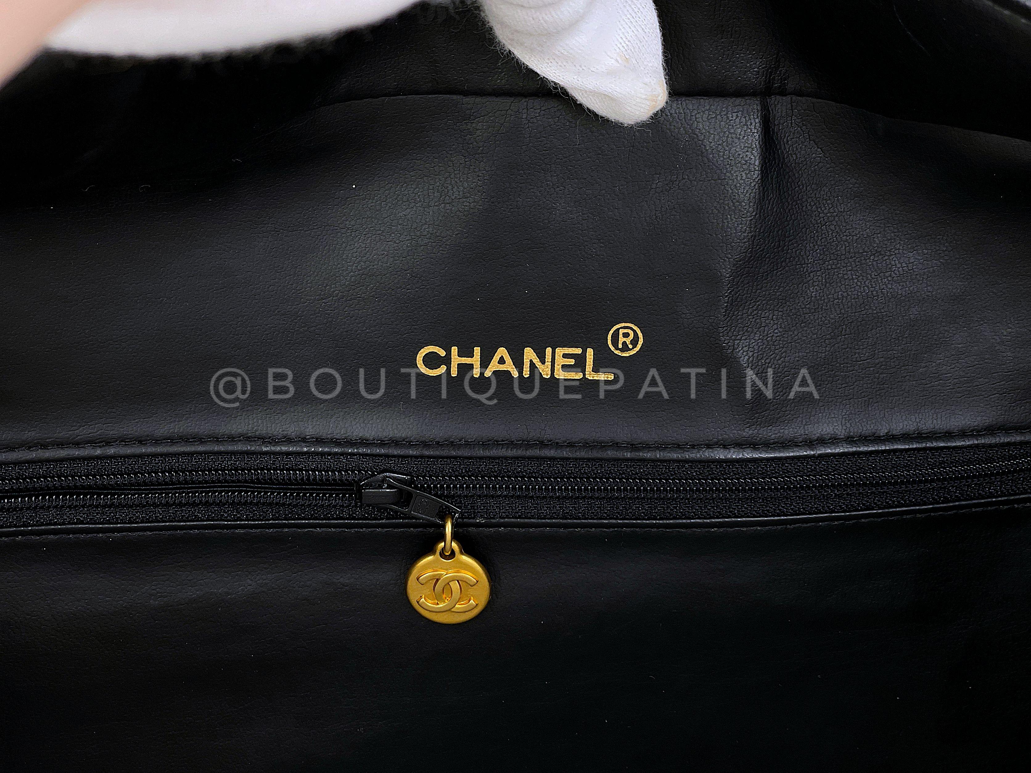 Pristine Chanel 1995 Vintage Black Letter Large Bowler Duffle Bag 67789 For Sale 6