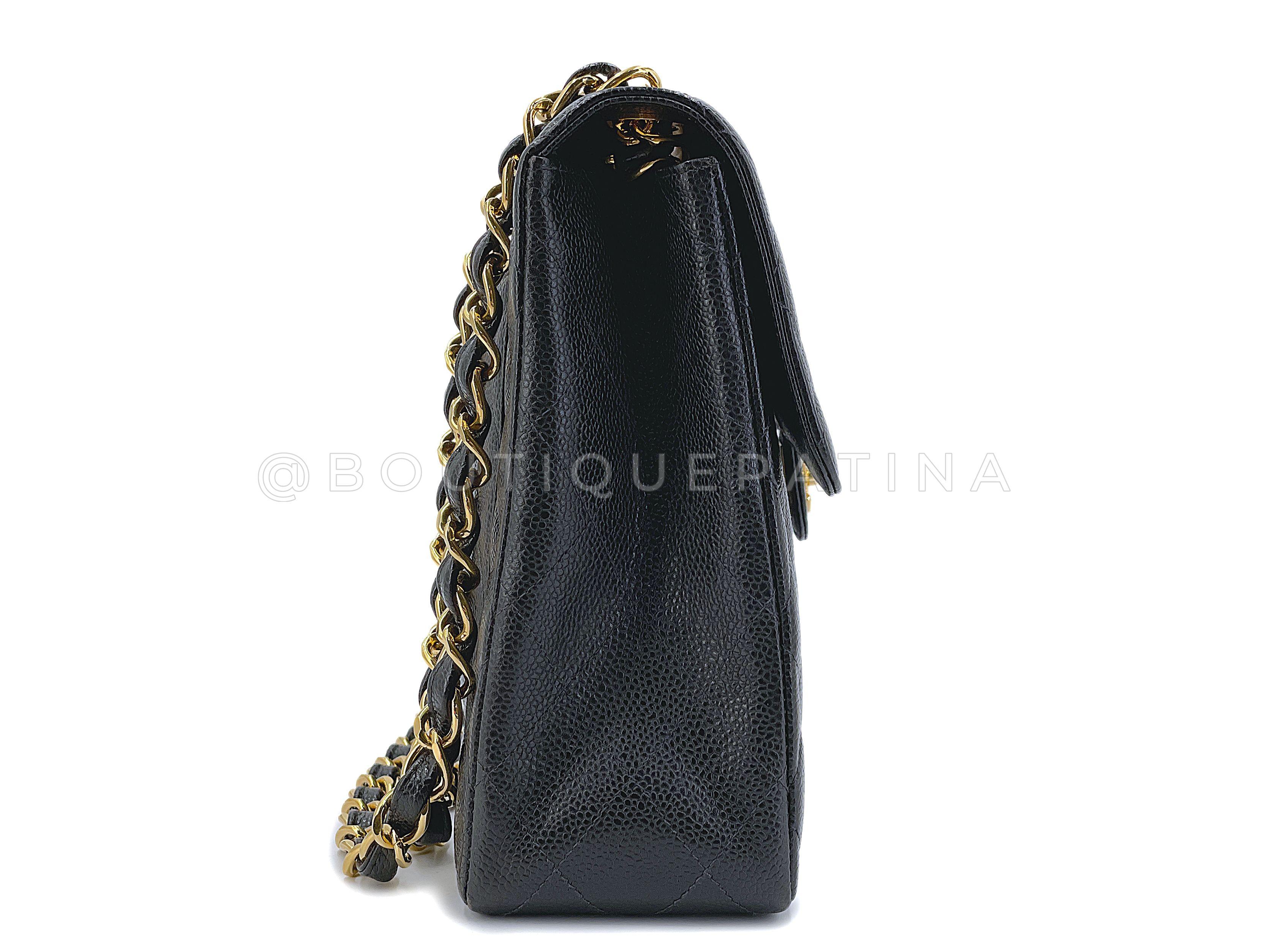 Women's Pristine Chanel 2002 Vintage Black Caviar Jumbo Classic Flap Bag 24k GHW 67313