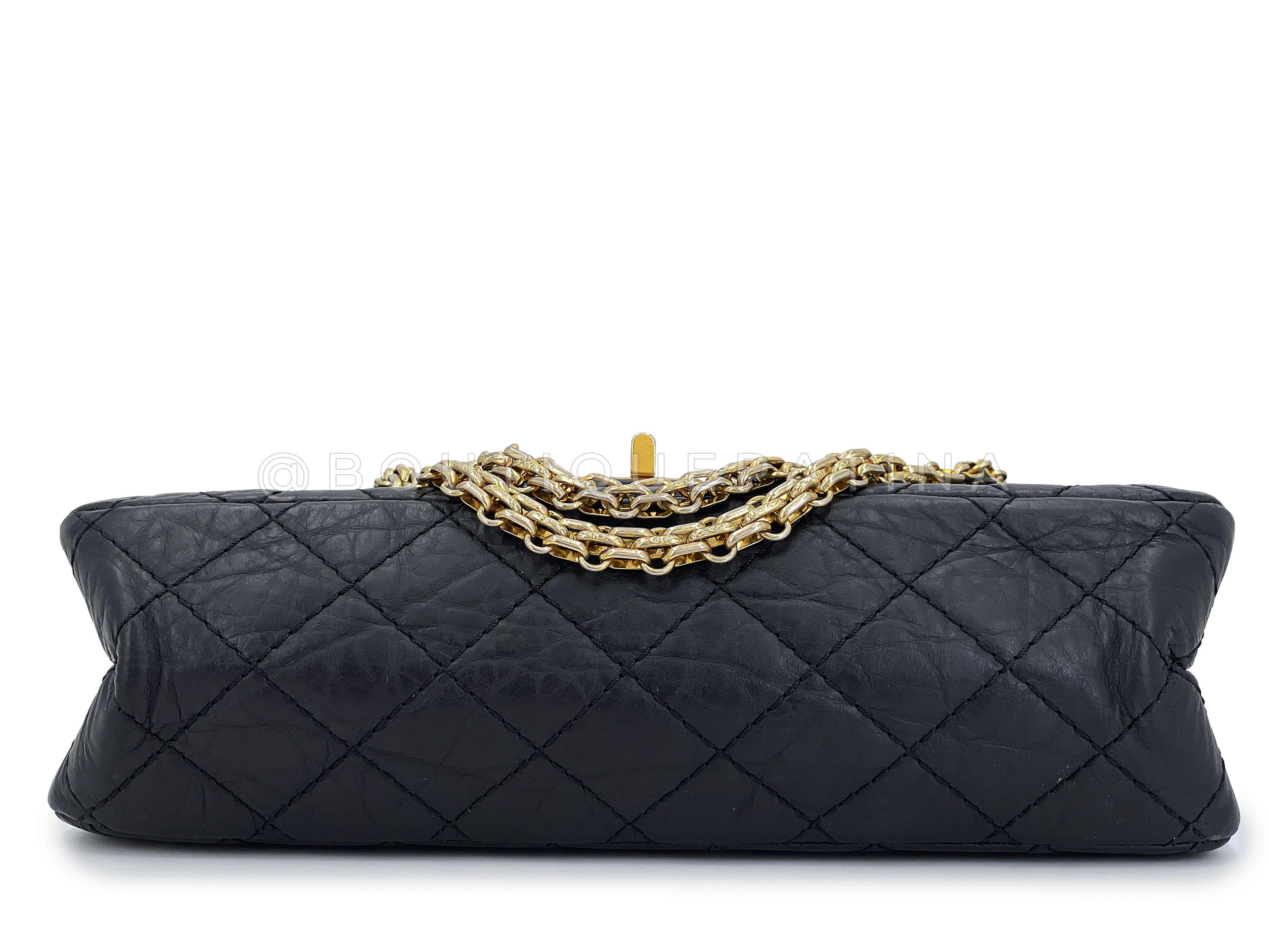 Chanel Pristine Black 225 Reissue Petit sac à rabat 2.55 GHW  67274 en vente 2