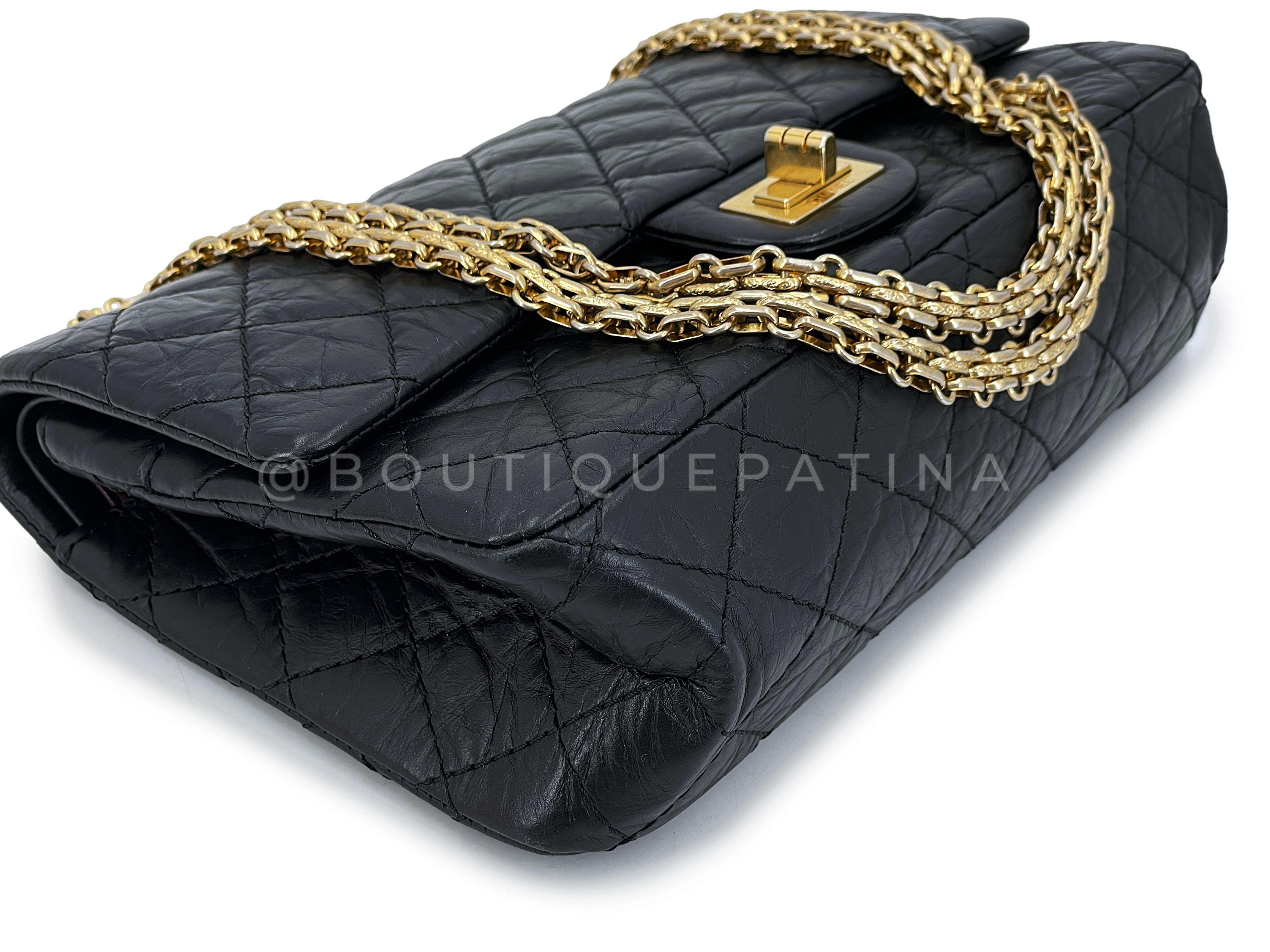 Chanel Pristine Black 225 Reissue Petit sac à rabat 2.55 GHW  67274 en vente 3